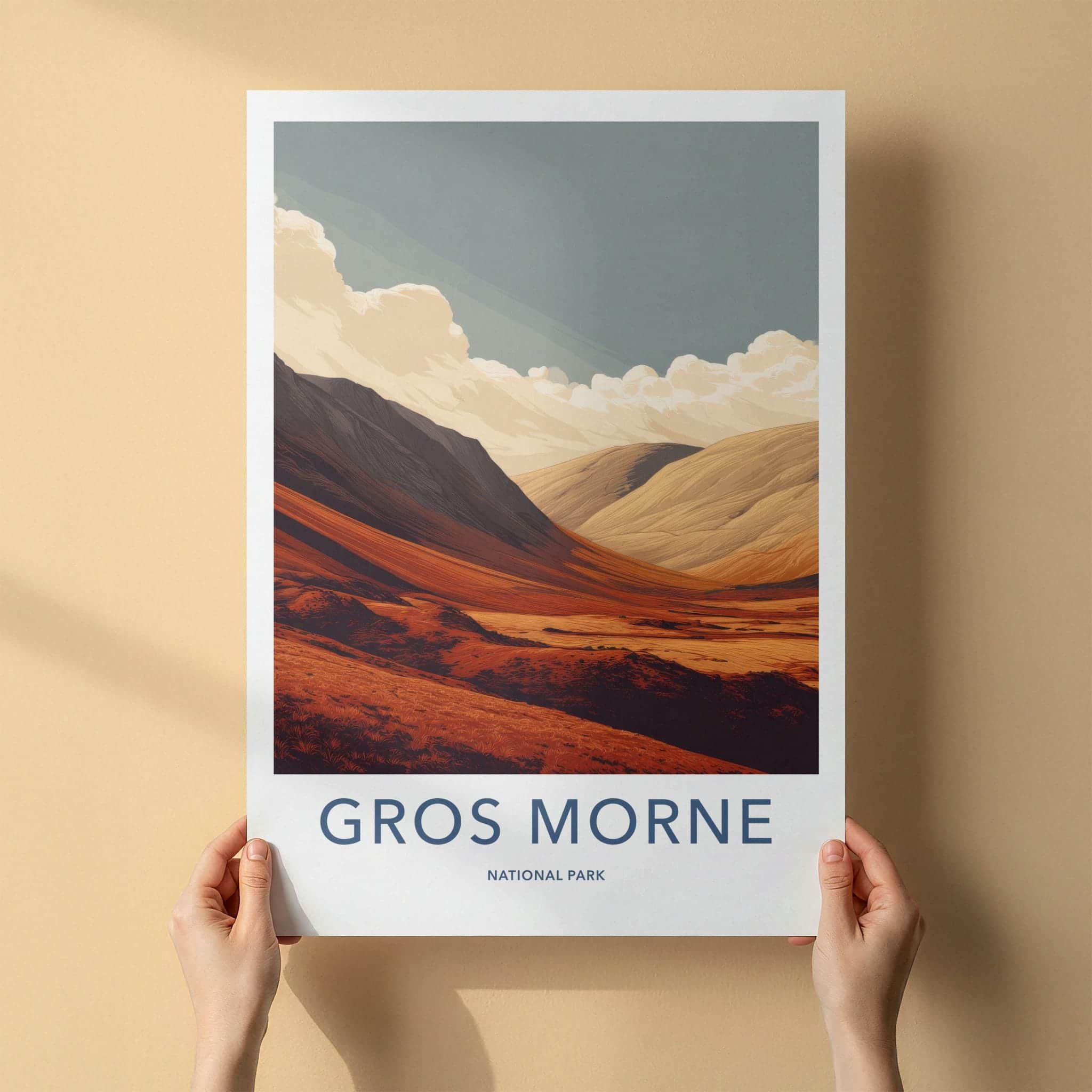 Gros Morne Poster - Canada Travel Art - Rolling Orange Landscape Wall Decor