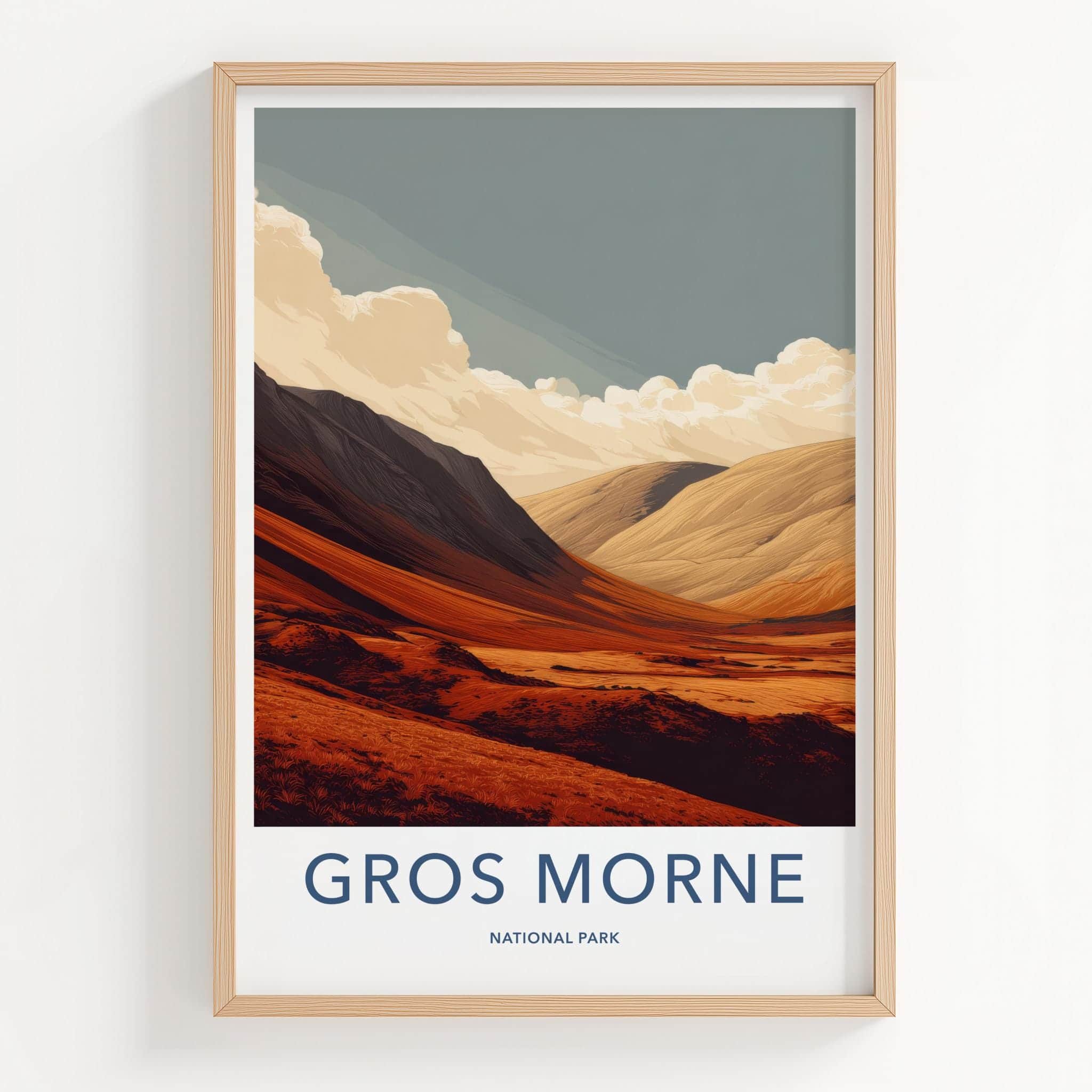 Gros Morne Poster - Canada Travel Art - Rolling Orange Landscape Wall Decor