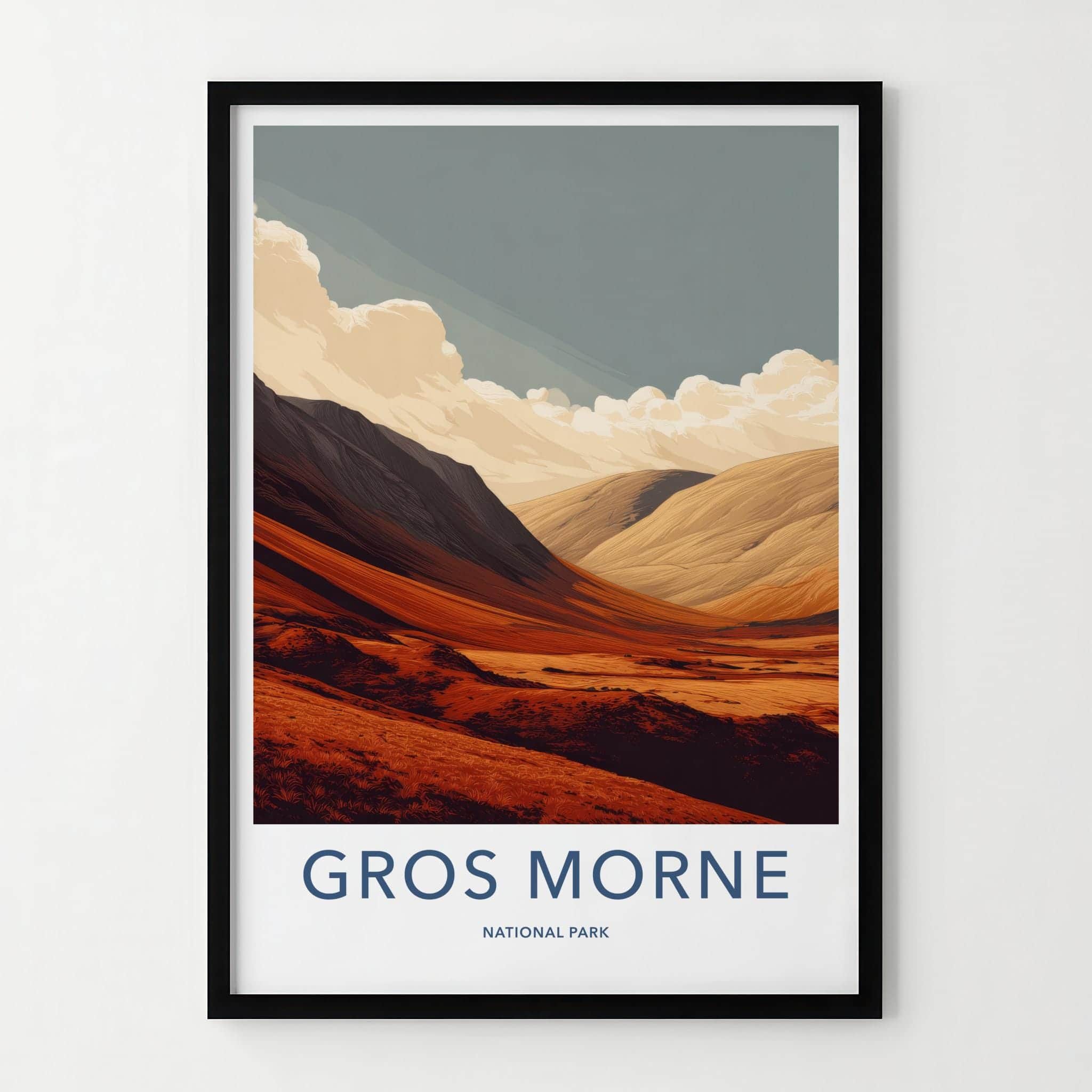 Gros Morne Poster - Canada Travel Art - Rolling Orange Landscape Wall Decor
