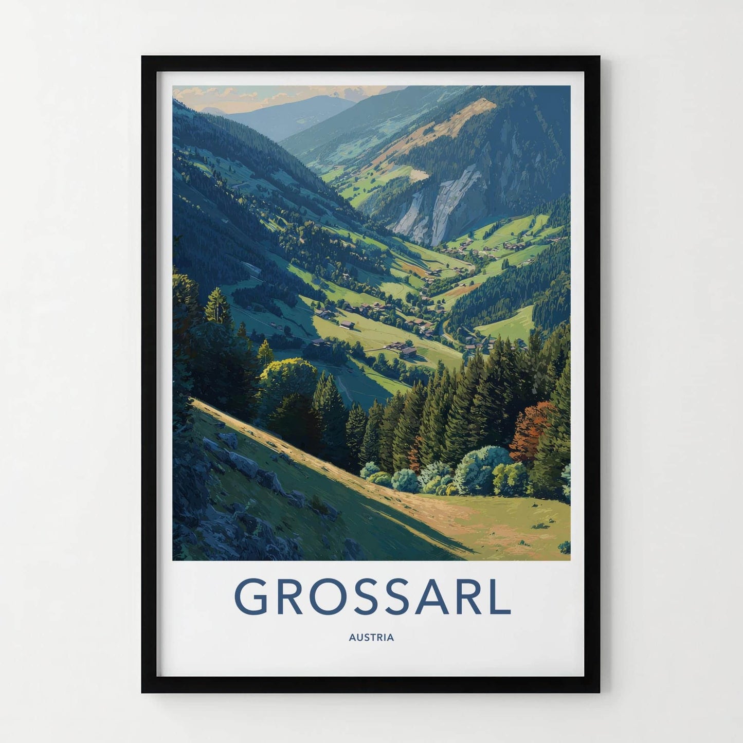 Grossarl Poster - Austria Travel Art - Lush Mountain Valley Home Decor