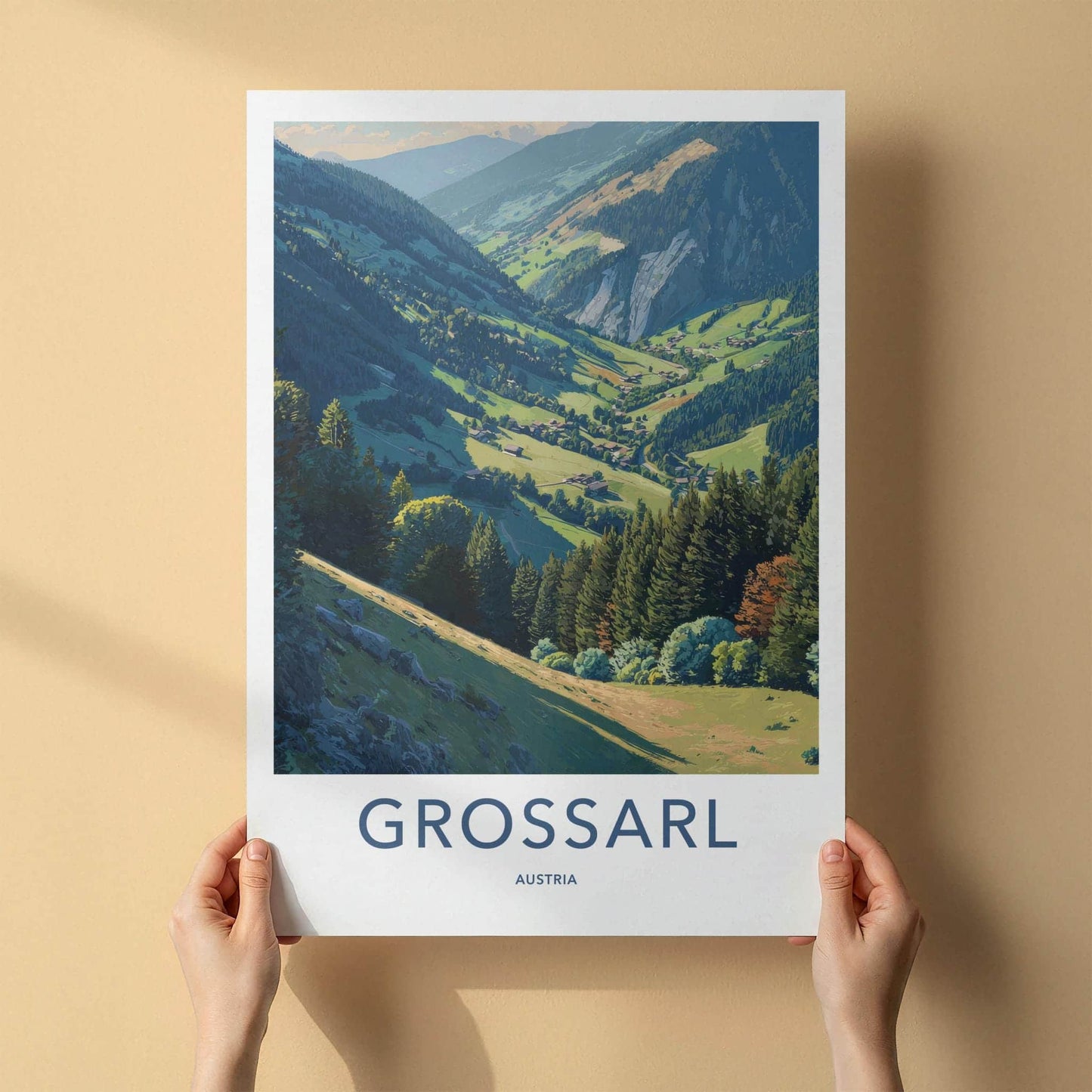 Grossarl Poster - Austria Travel Art - Lush Mountain Valley Home Decor