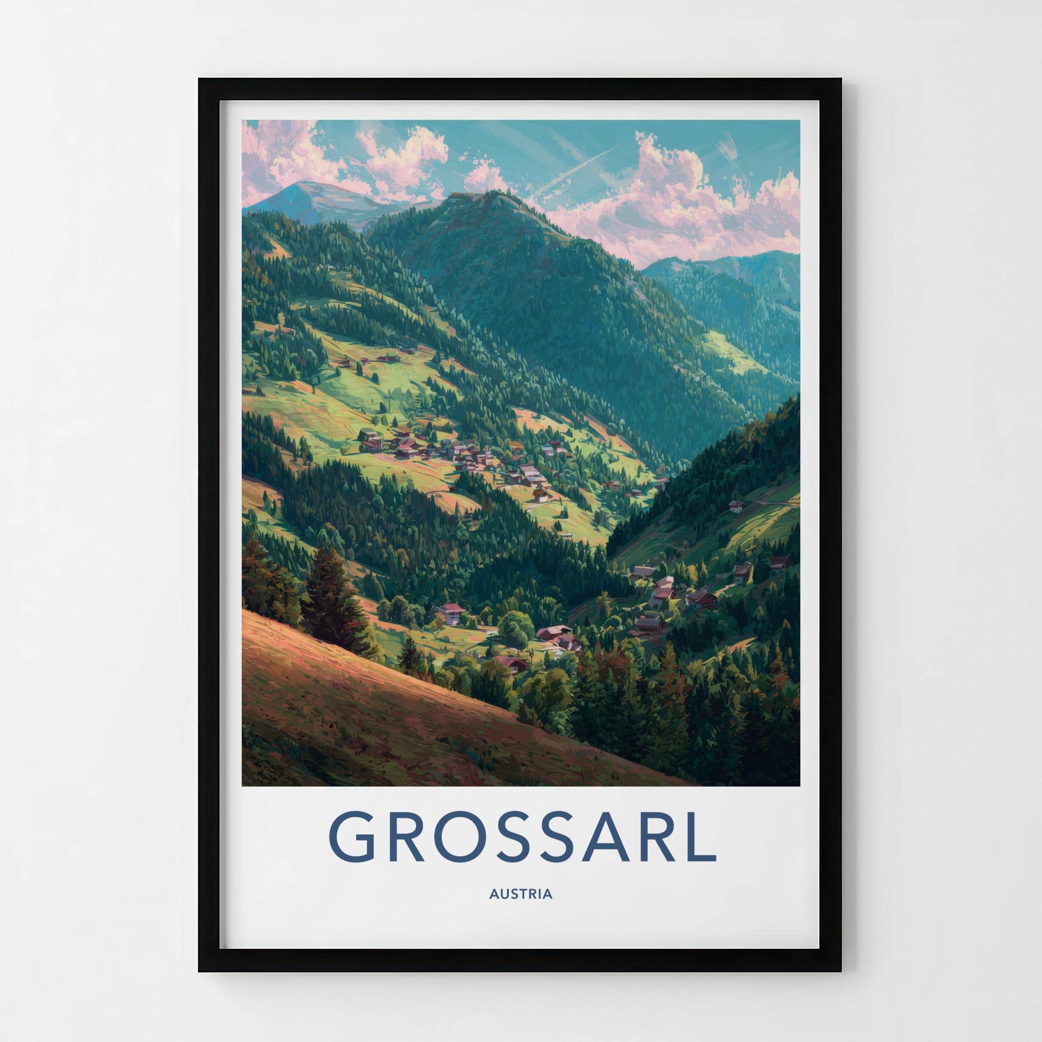 Grossarl Poster - Austria Travel Art - Lush mountain village Wall Decor