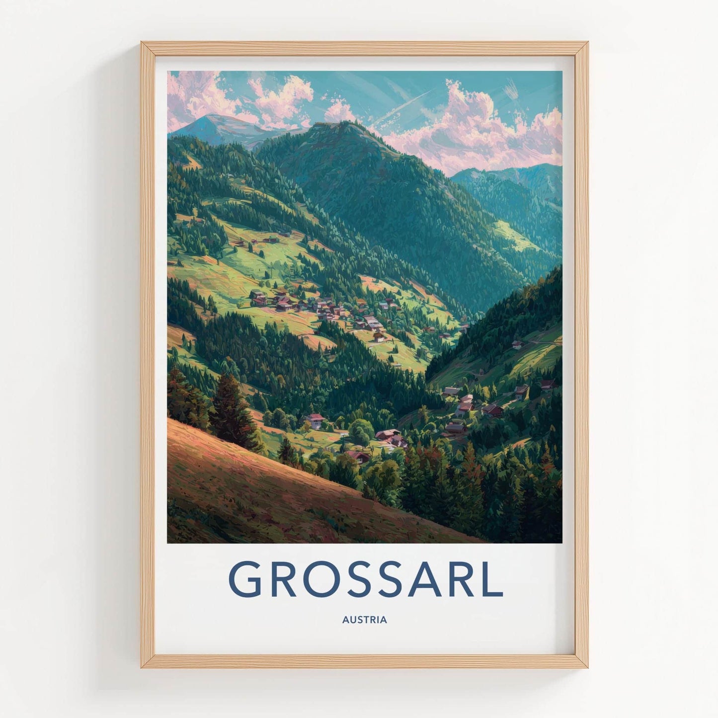 Grossarl Poster - Austria Travel Art - Lush mountain village Wall Decor