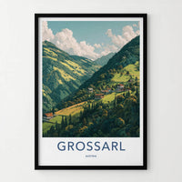 Grossarl Poster - Austria Travel Art - Lush Valley Village Wall Decor