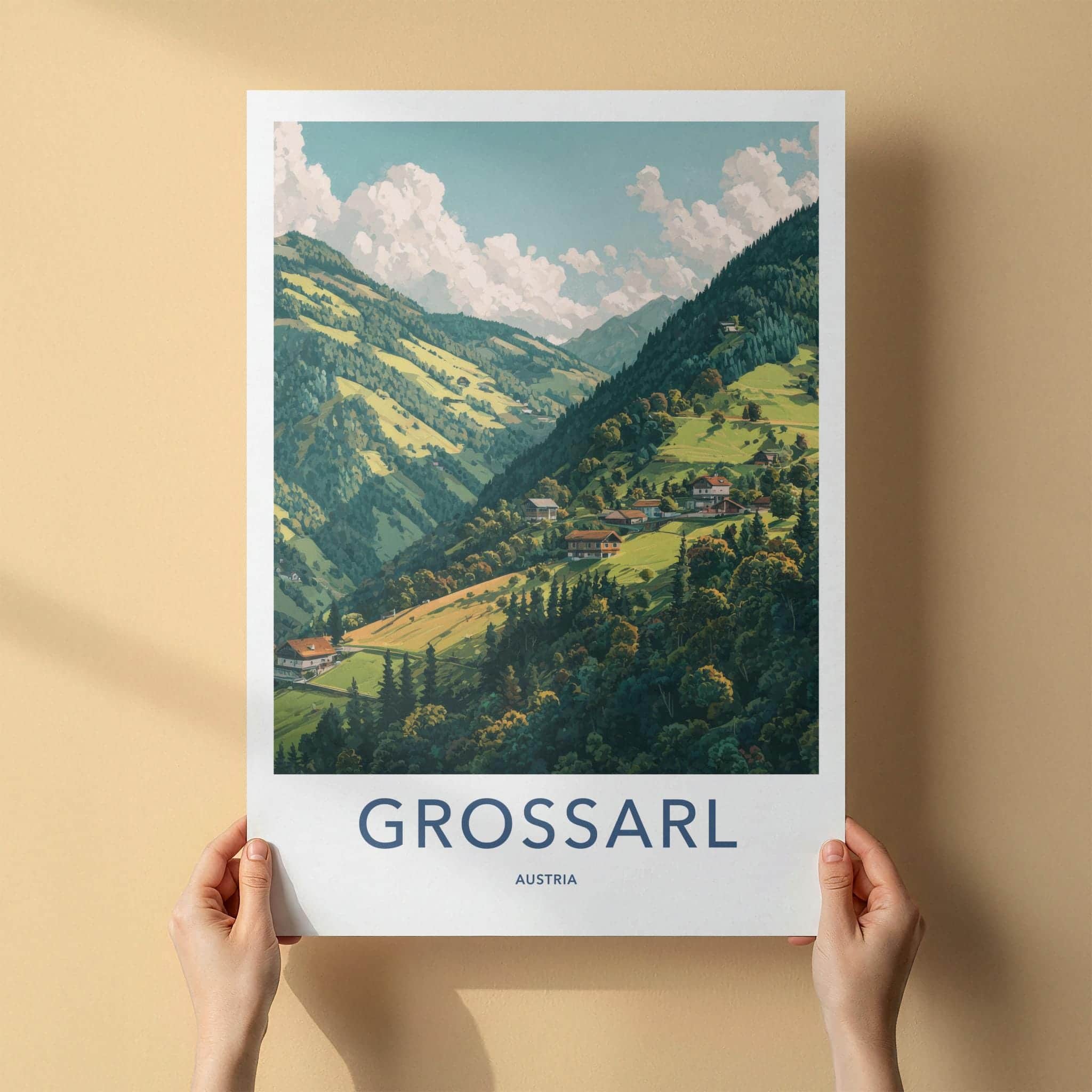 Grossarl Poster - Austria Travel Art - Lush Valley Village Wall Decor