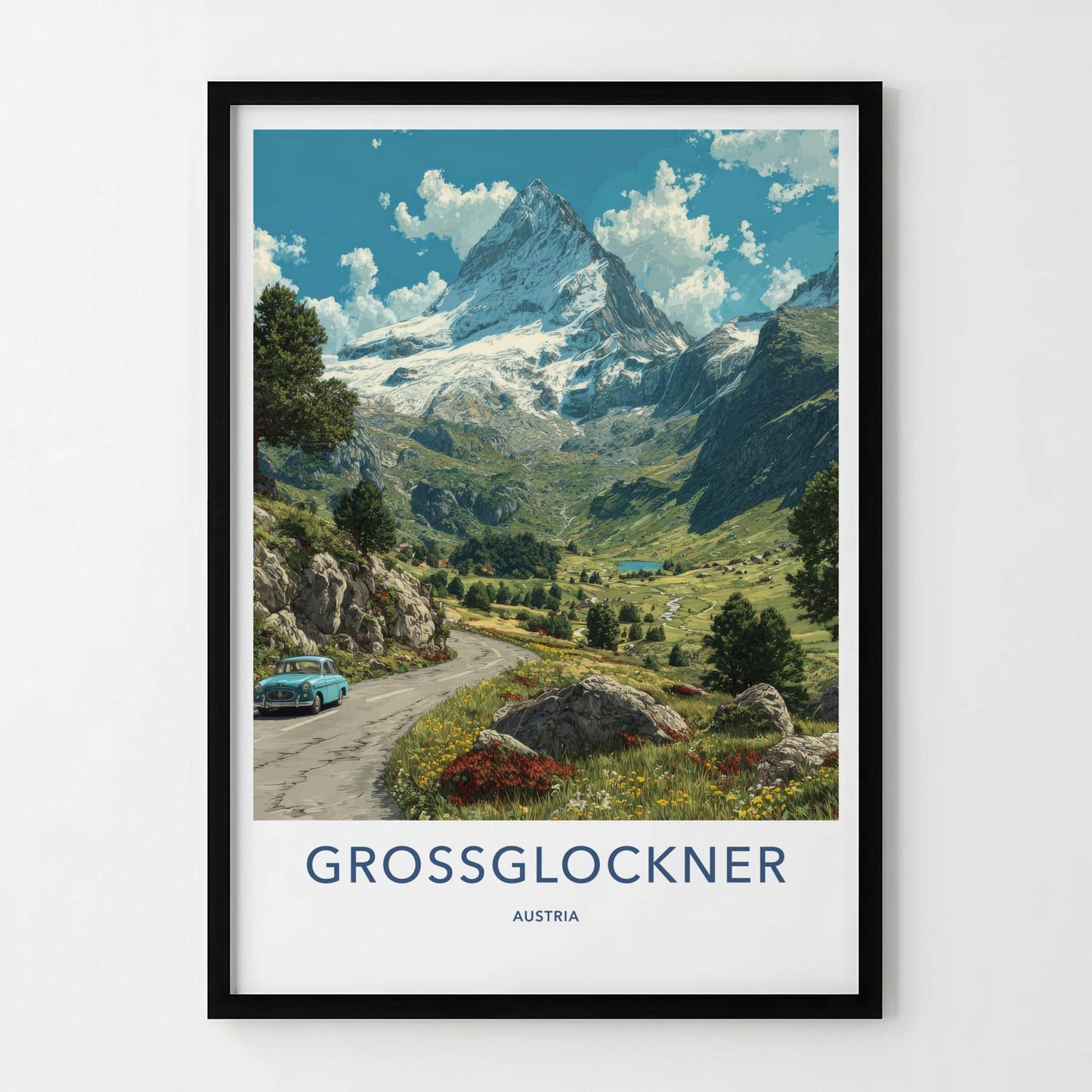 Grossglockner Poster - Austria Scenic Art - Snowy Mountain Valley Wall Decor