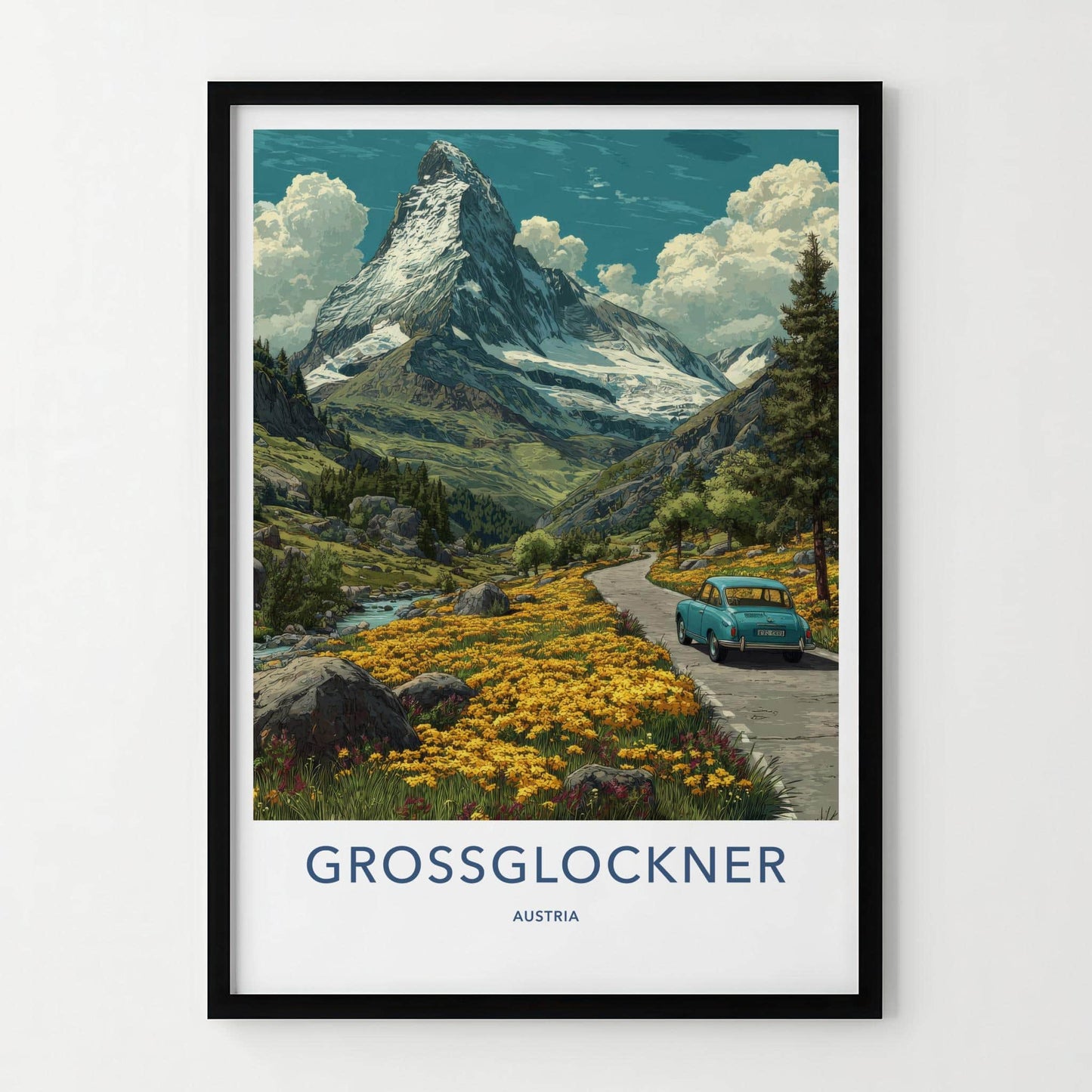 Grossglockner Poster - Austria Travel Art - Alpine Flower Drive Home Decor