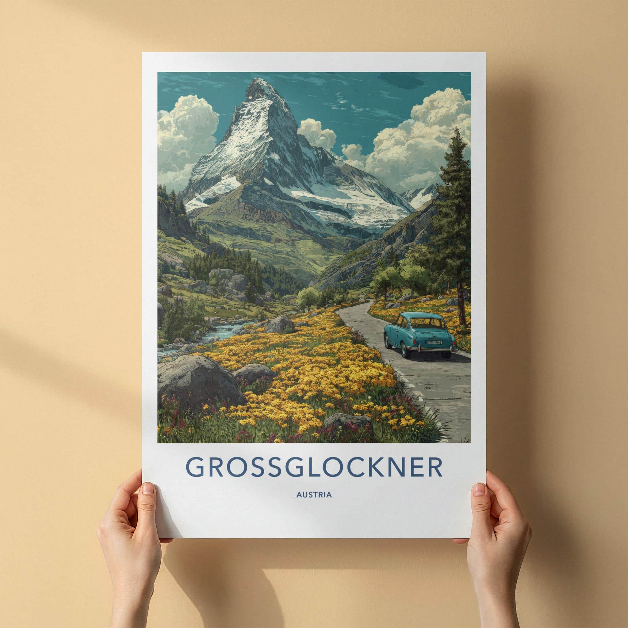 Grossglockner Poster - Austria Travel Art - Alpine Flower Drive Home Decor