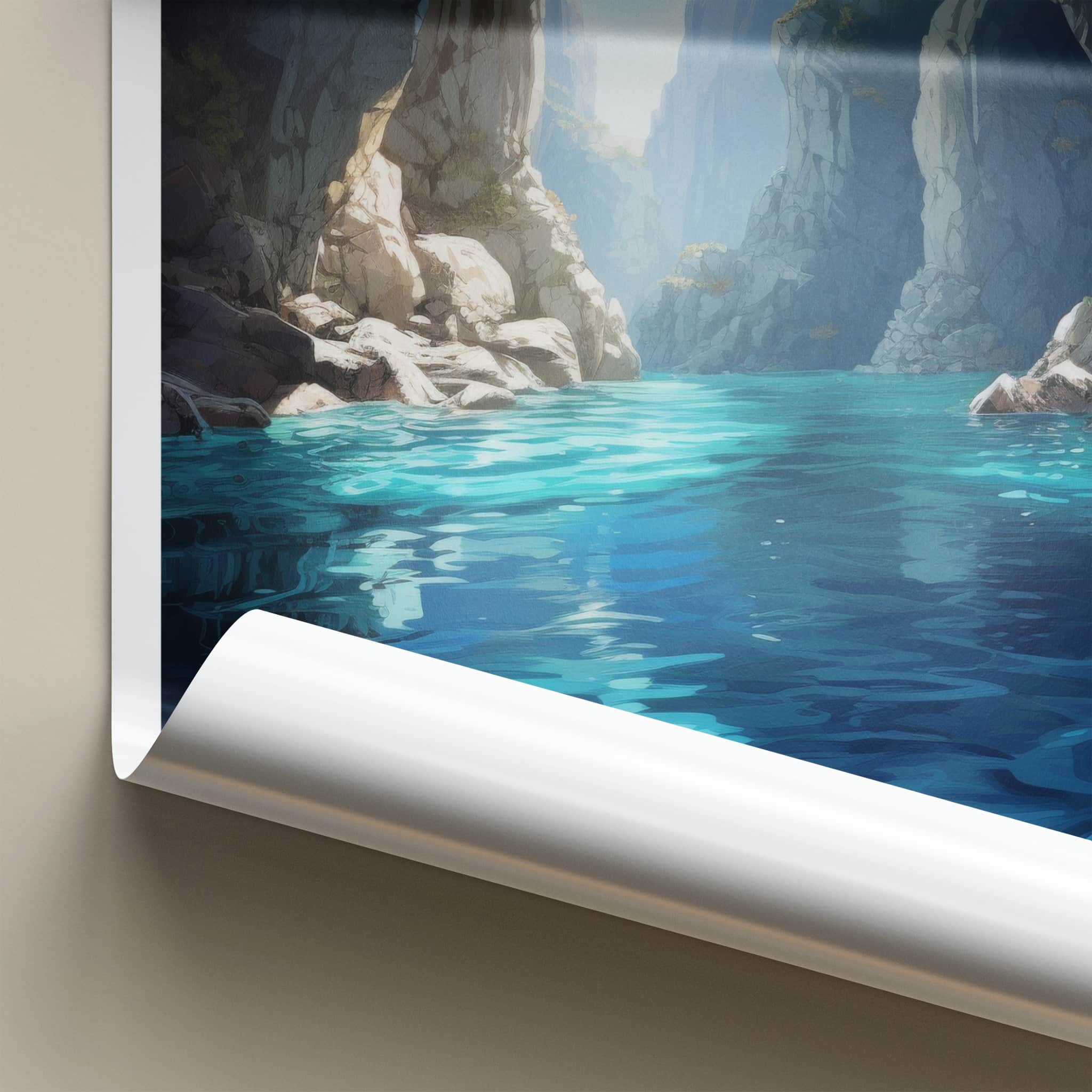 Grotta Azzurra Poster - Italy Travel Art - Sunlit Cave Waters Home Decor