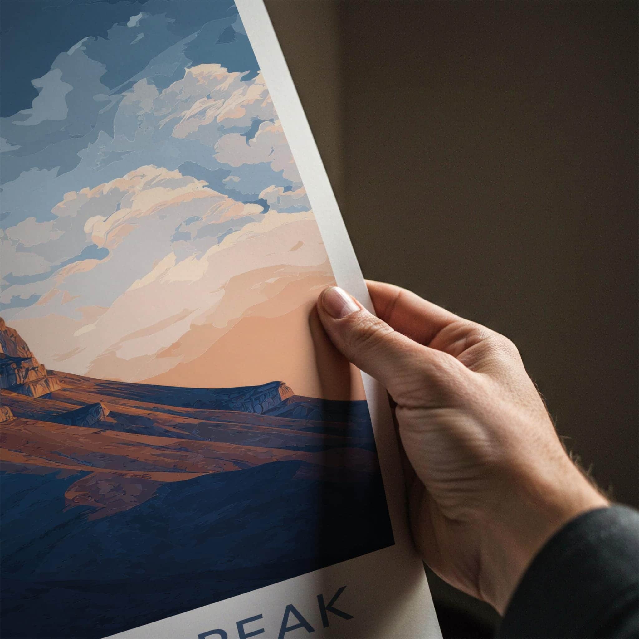 Guadalupe Peak Poster - Texas Scenic Art - Illuminated Peak Clouds Wall Decor