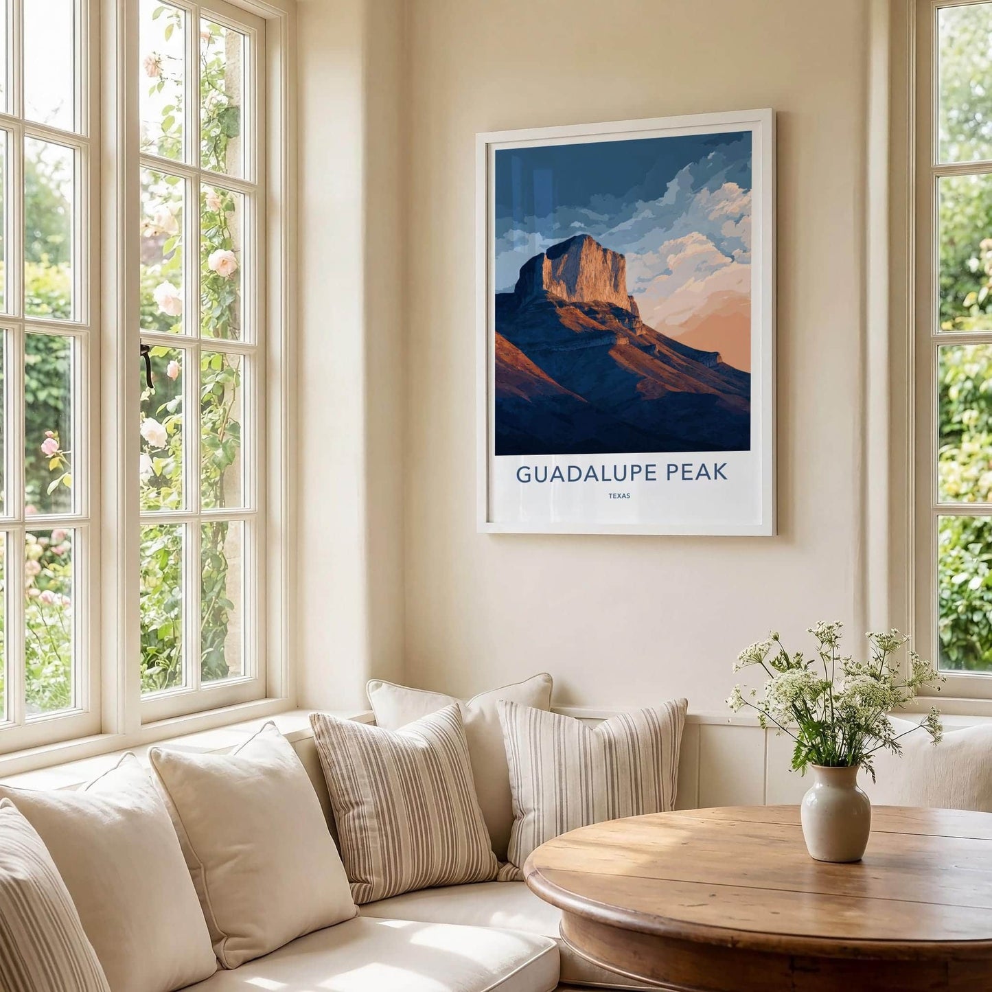 Guadalupe Peak Poster - Texas Scenic Art - Illuminated Peak Clouds Wall Decor