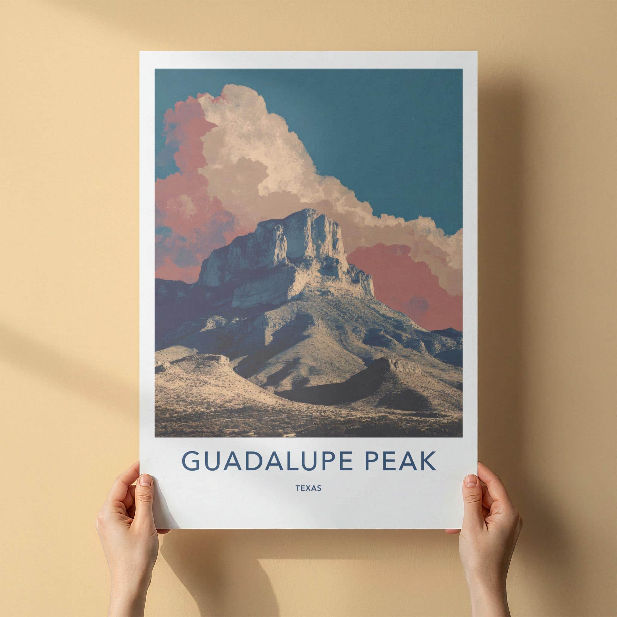 Guadalupe Peak Poster - Texas Travel Art - Rocky Peak Vista Home Decor