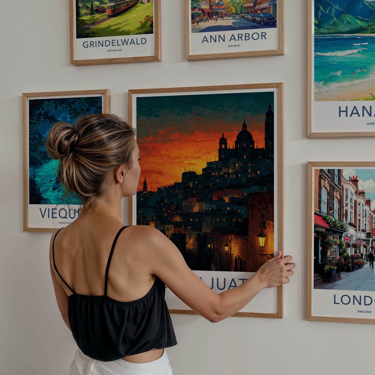 Guanajuato Poster - Mexico Travel Art - Hillside City Sunset Home Decor