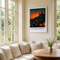 Guanajuato Poster - Mexico Travel Art - Hillside City Sunset Home Decor