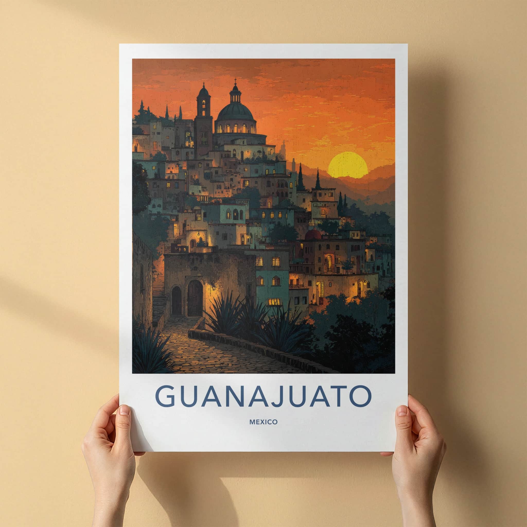 Guanajuato Poster - Mexico Travel Art - Vibrant City Sunset Home Decor