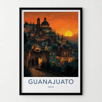 Guanajuato Poster - Mexico Travel Art - Vibrant City Sunset Home Decor
