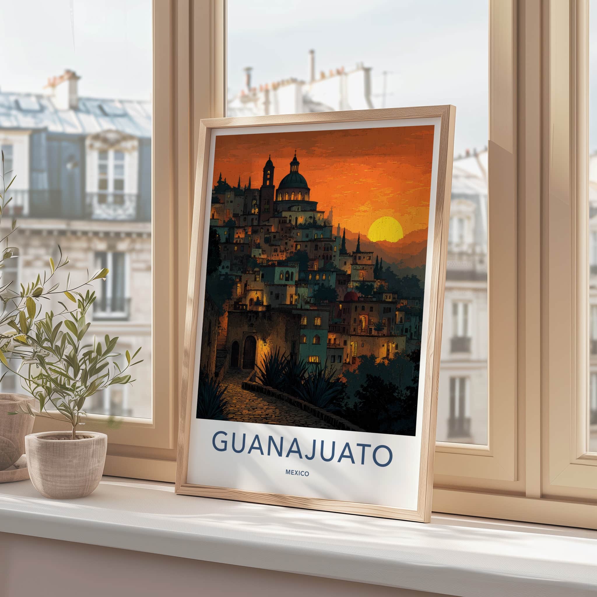 Guanajuato Poster - Mexico Travel Art - Vibrant City Sunset Home Decor