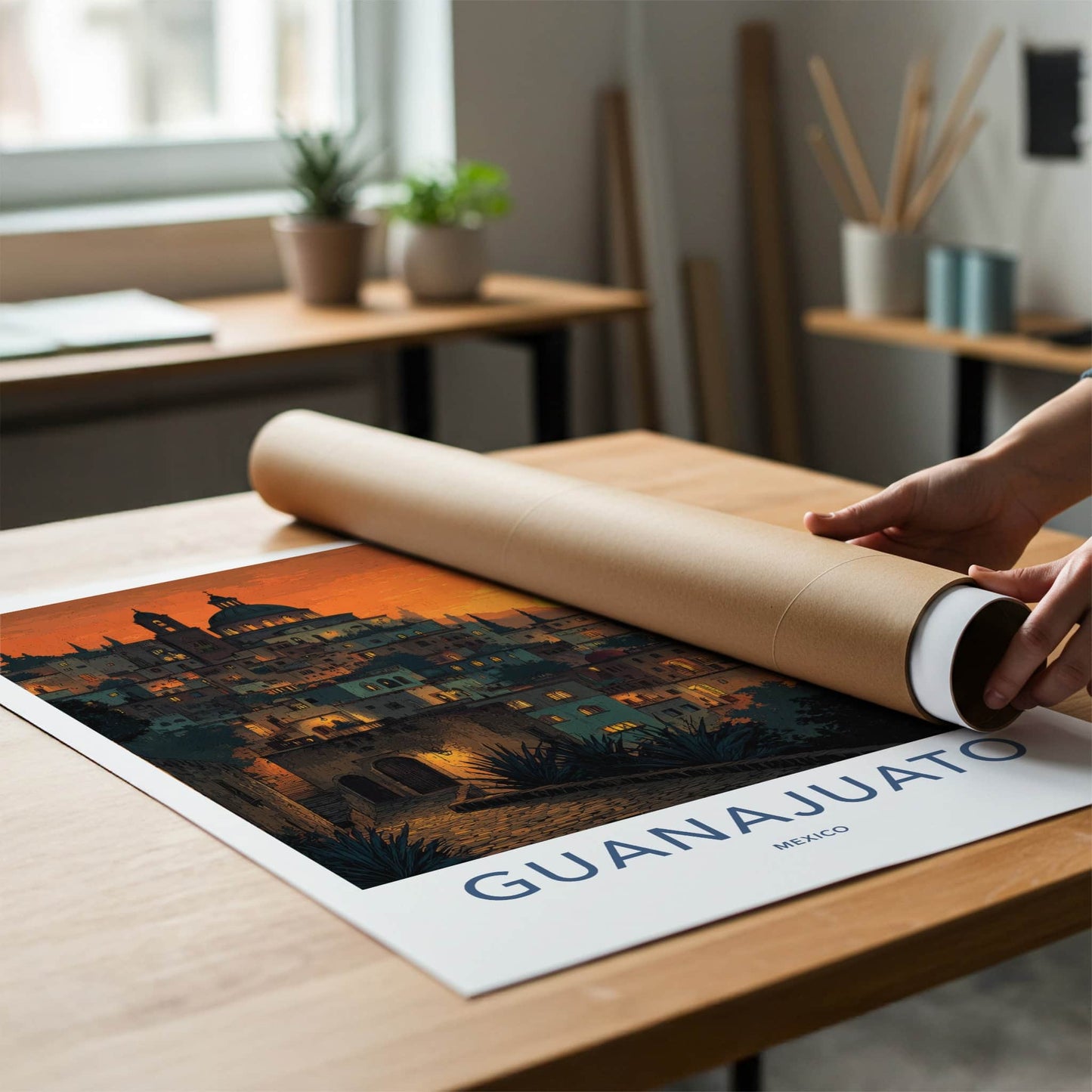 Guanajuato Poster - Mexico Travel Art - Vibrant City Sunset Home Decor