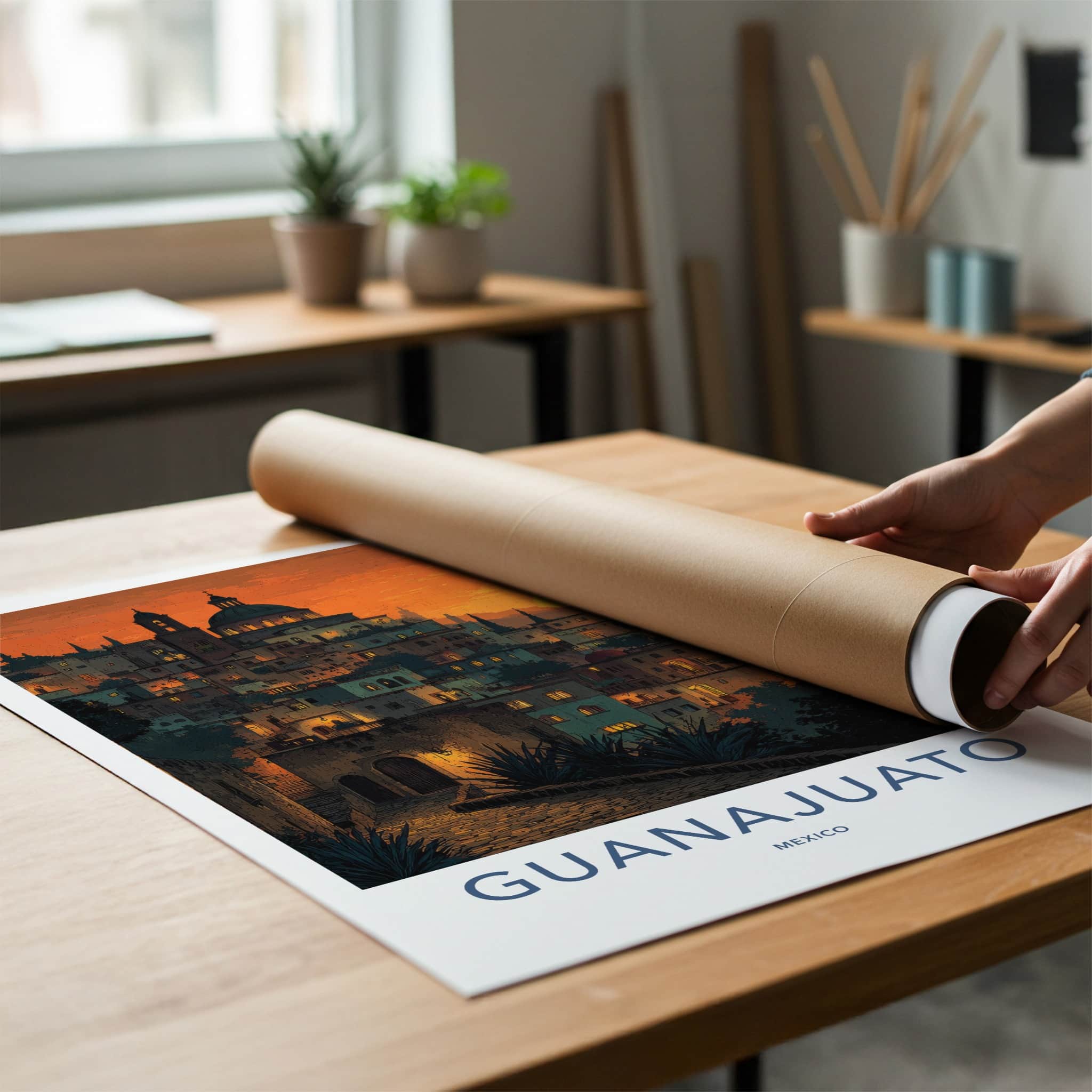 Guanajuato Poster - Mexico Travel Art - Vibrant City Sunset Home Decor
