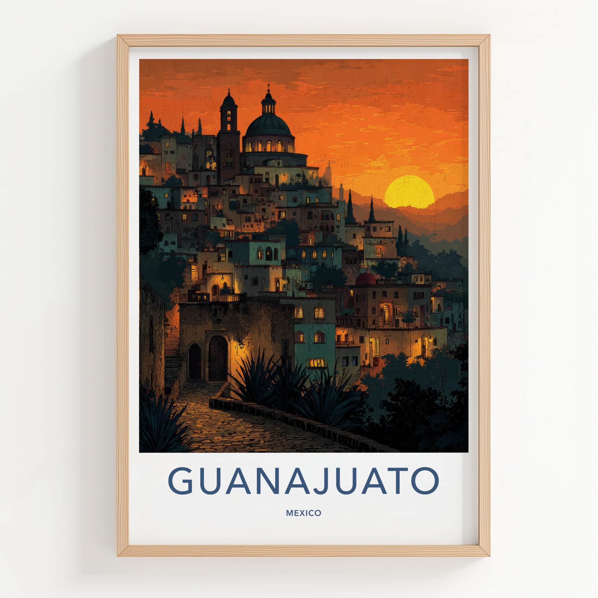 Guanajuato Poster - Mexico Travel Art - Vibrant City Sunset Home Decor
