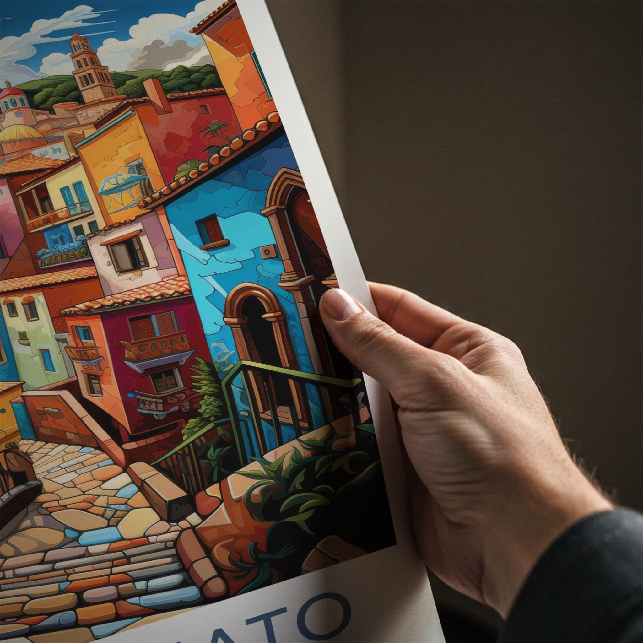 Guanajuato Poster - Mexico Travel Art - Vibrant Cityscape Stairs Home Decor
