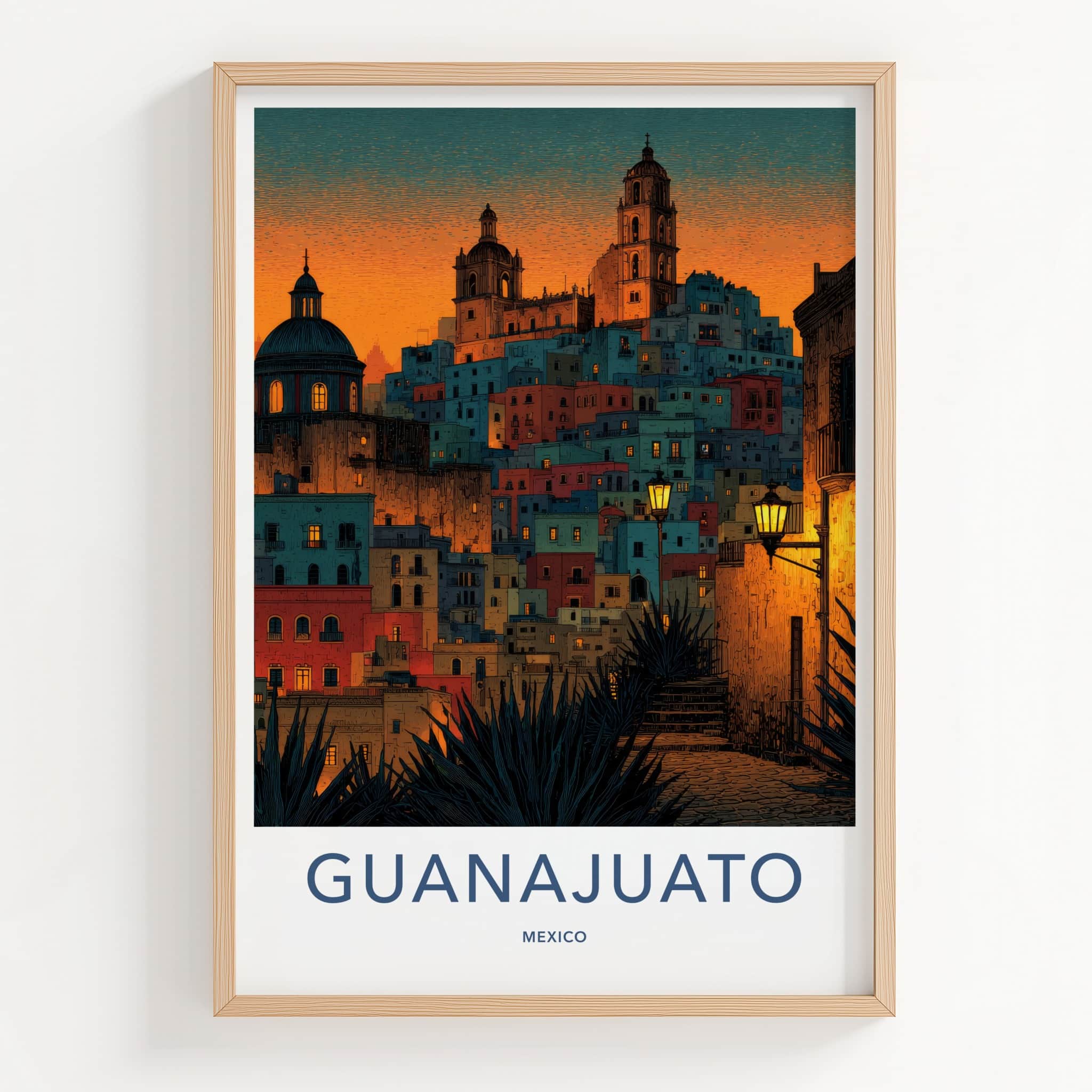 Guanajuato Poster - Mexico Travel Art - Vibrant Hillside City Wall Decor