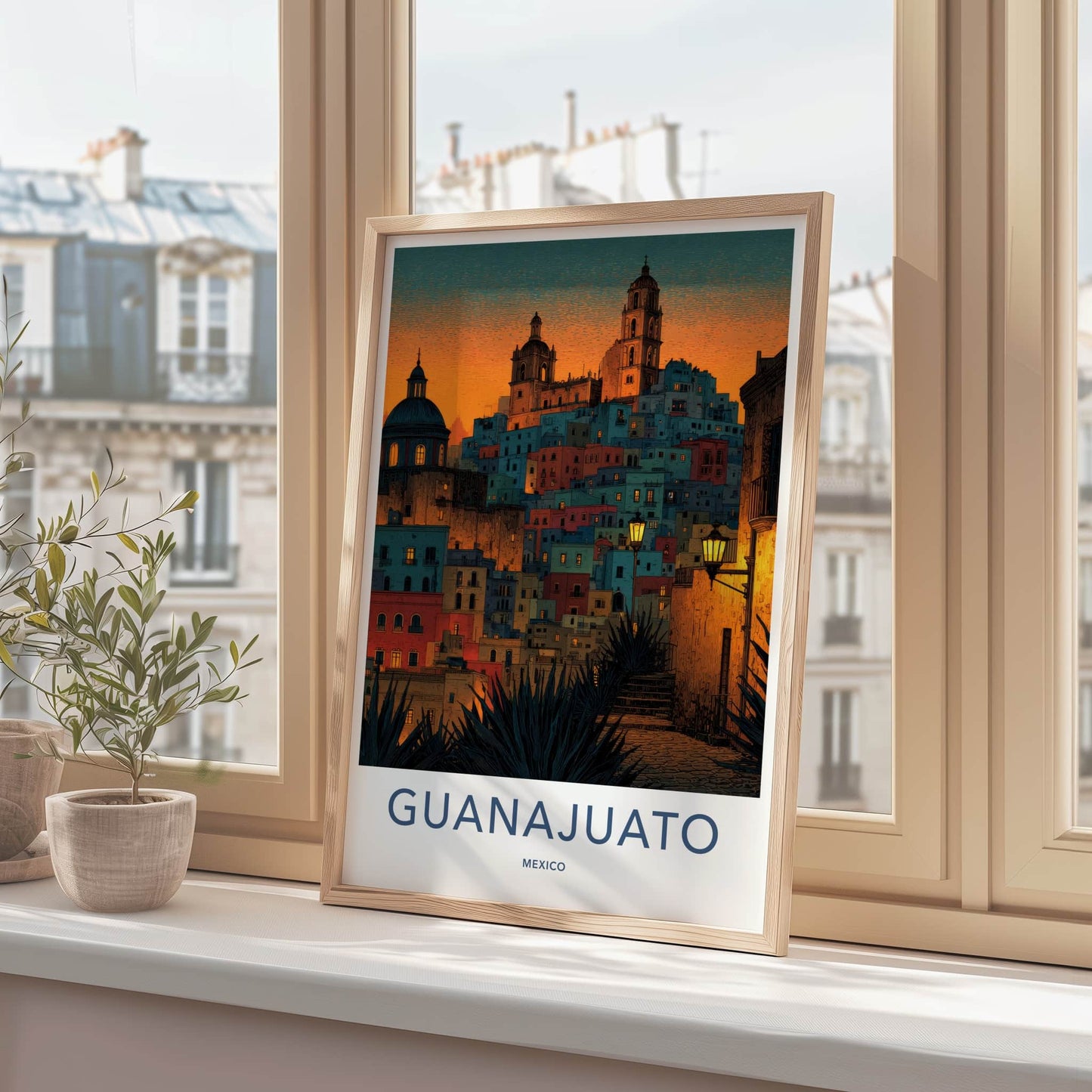 Guanajuato Poster - Mexico Travel Art - Vibrant Hillside City Wall Decor