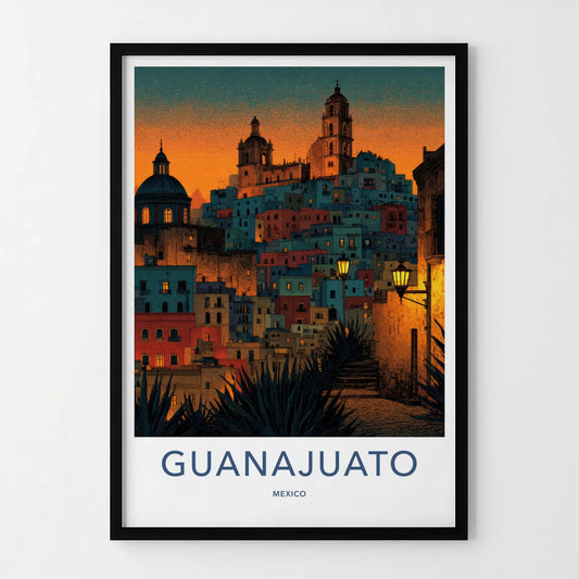 Guanajuato Poster - Mexico Travel Art - Vibrant Hillside City Wall Decor