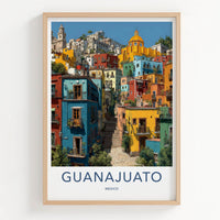 Guanajuato Poster - Mexico Travel Art - Vibrant Hillside Village Home Decor