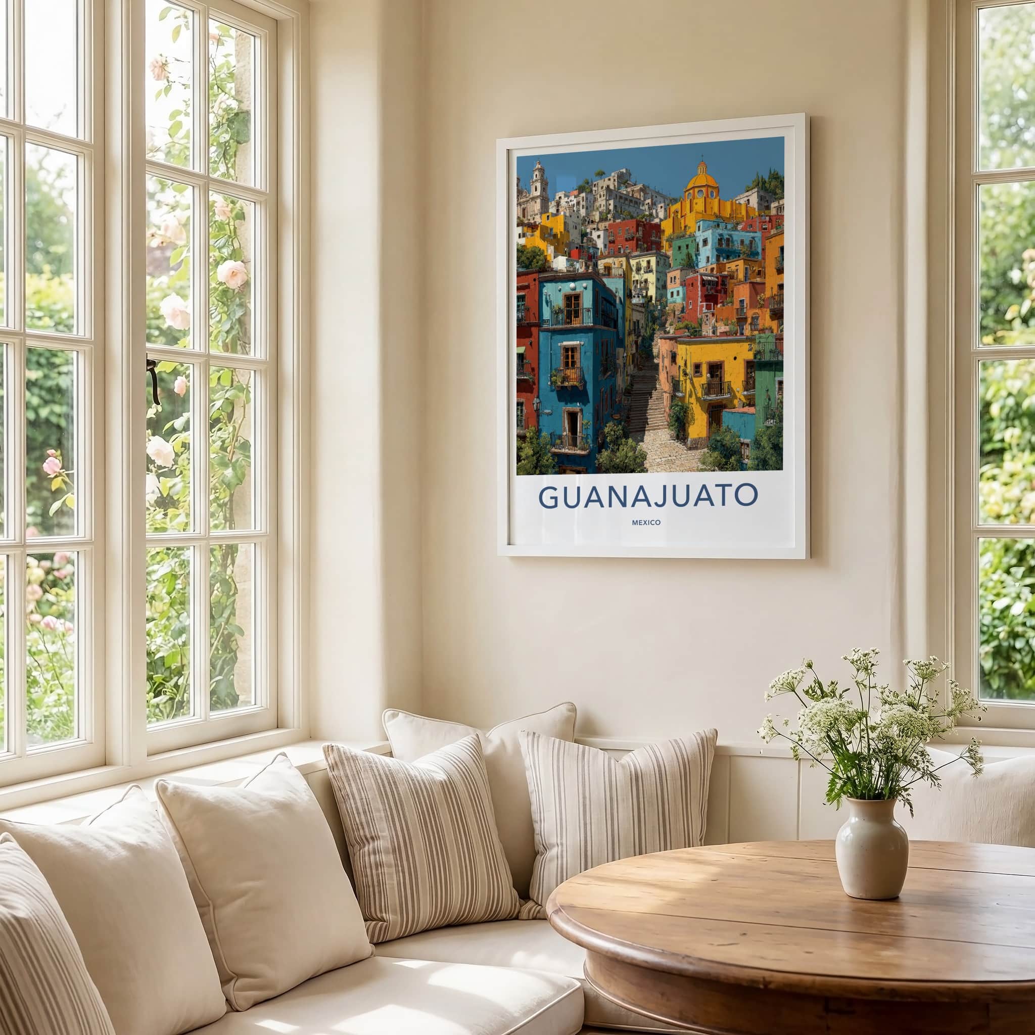 Guanajuato Poster - Mexico Travel Art - Vibrant Hillside Village Home Decor