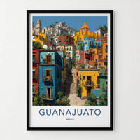 Guanajuato Poster - Mexico Travel Art - Vibrant Hillside Village Home Decor