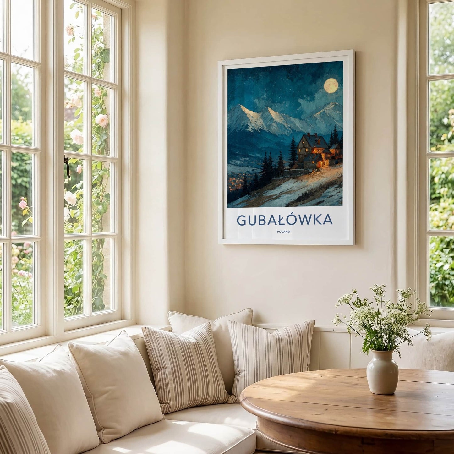 Gubalowka Poster Poland Moonlit Mountain Cabins Home Decor