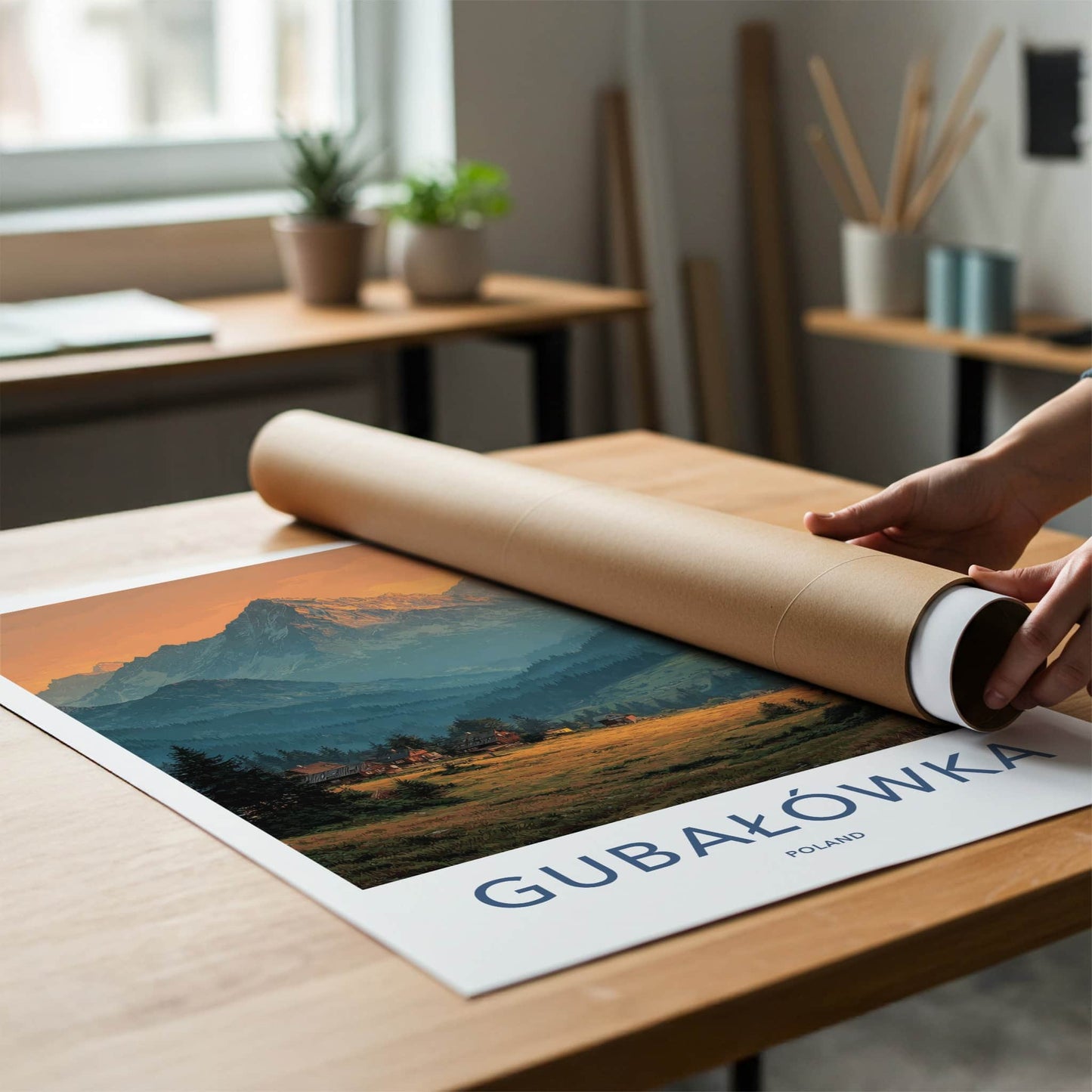 Gubalowka Poster - Poland Travel Art - Alpine Cabin Sunset Home Decor