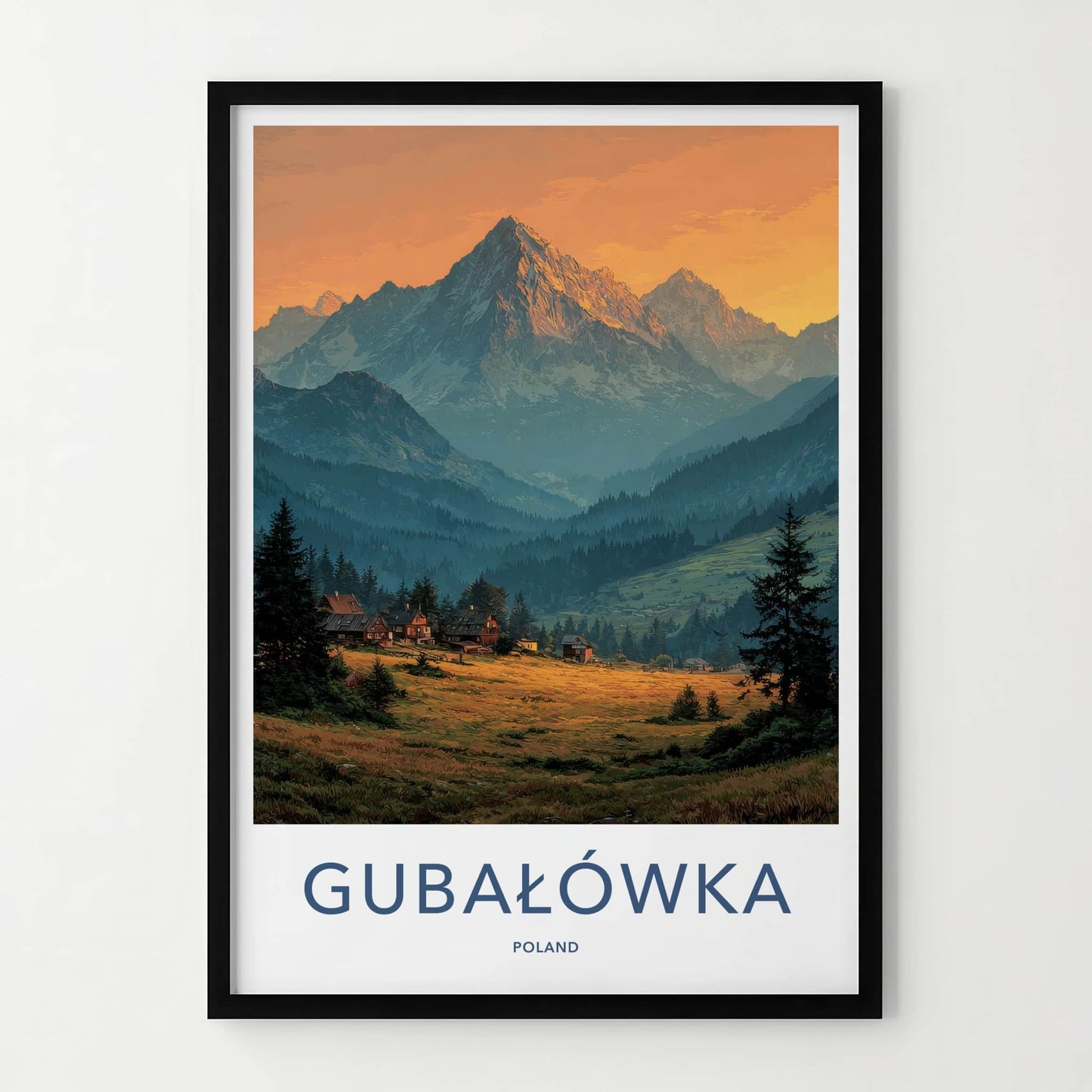 Gubalowka Poster - Poland Travel Art - Alpine Cabin Sunset Home Decor
