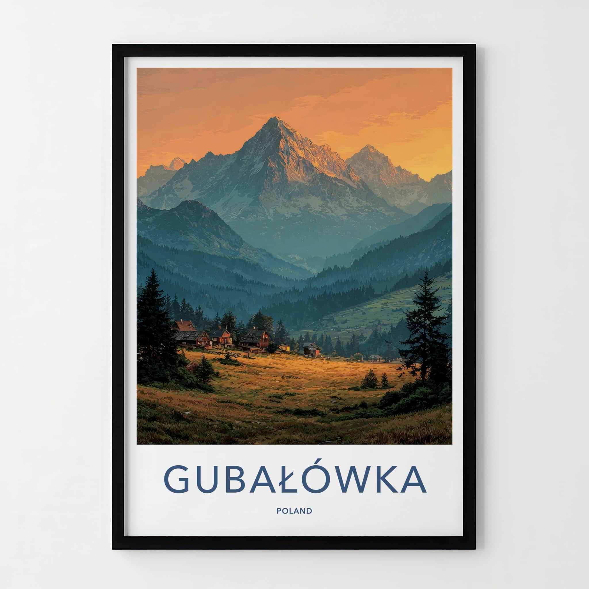Gubalowka Poster - Poland Travel Art - Alpine Cabin Sunset Home Decor
