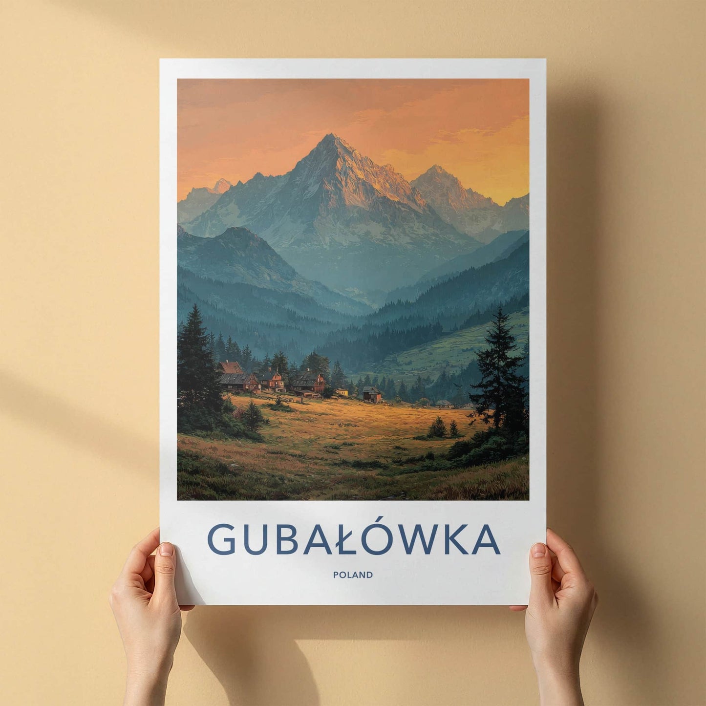 Gubalowka Poster - Poland Travel Art - Alpine Cabin Sunset Home Decor