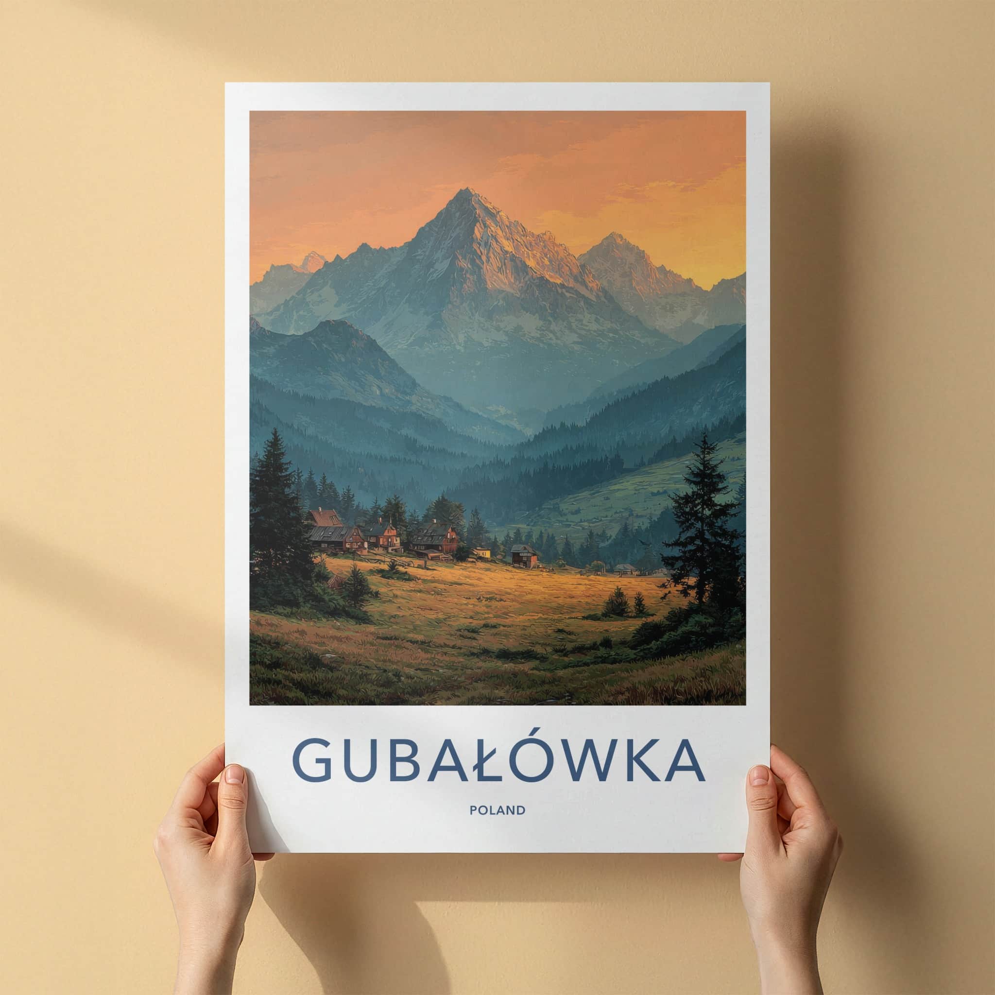 Gubalowka Poster - Poland Travel Art - Alpine Cabin Sunset Home Decor