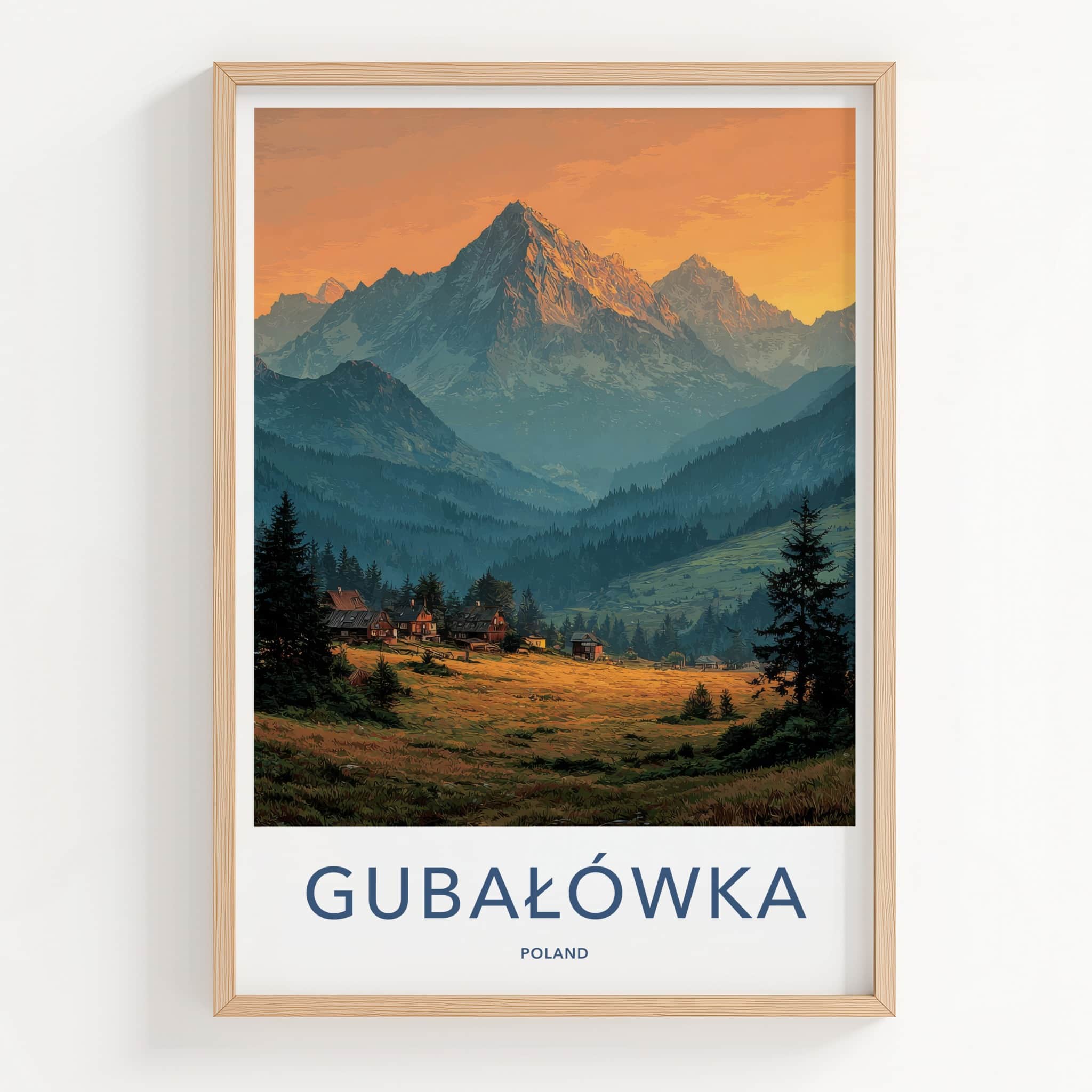 Gubalowka Poster - Poland Travel Art - Alpine Cabin Sunset Home Decor