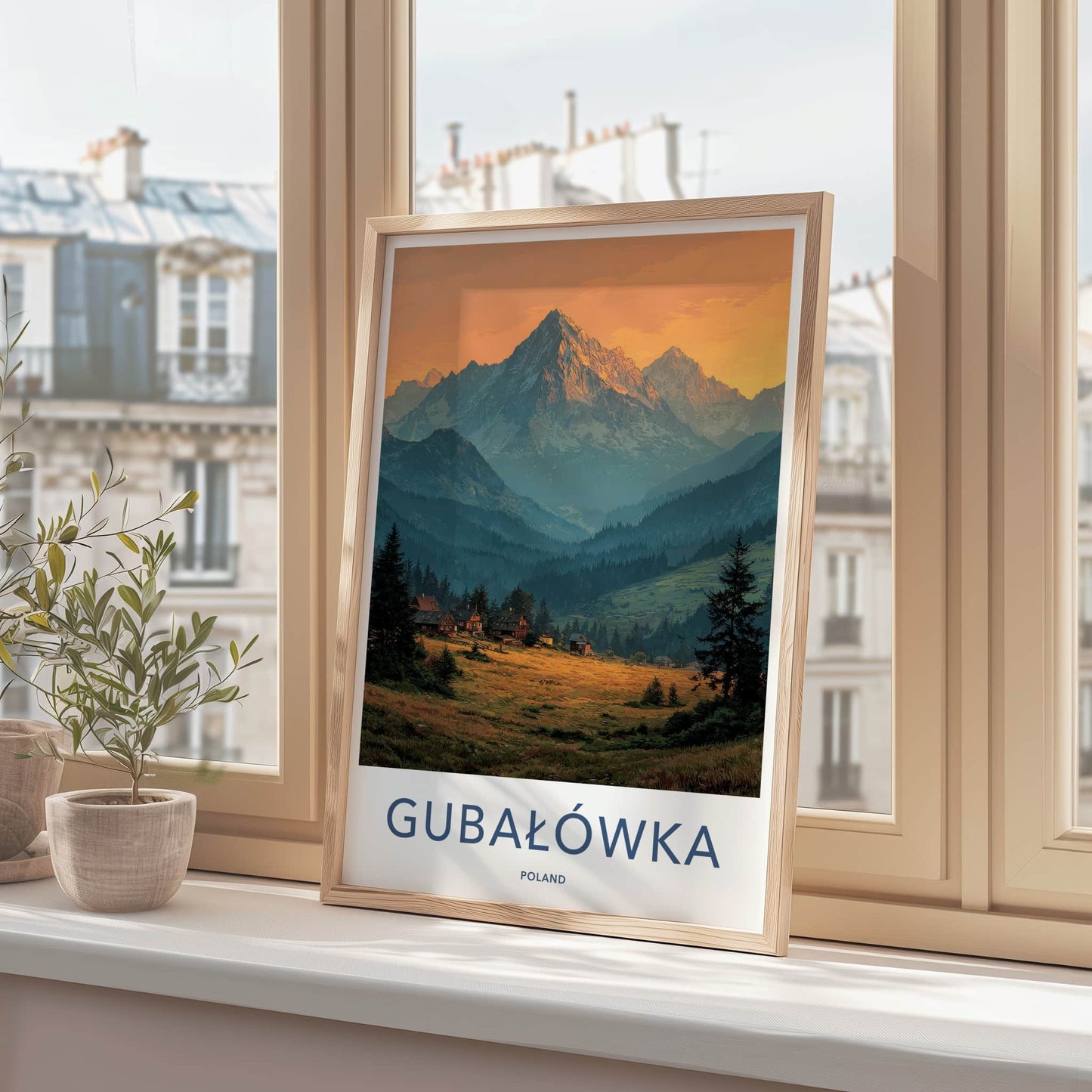 Gubalowka Poster - Poland Travel Art - Alpine Cabin Sunset Home Decor