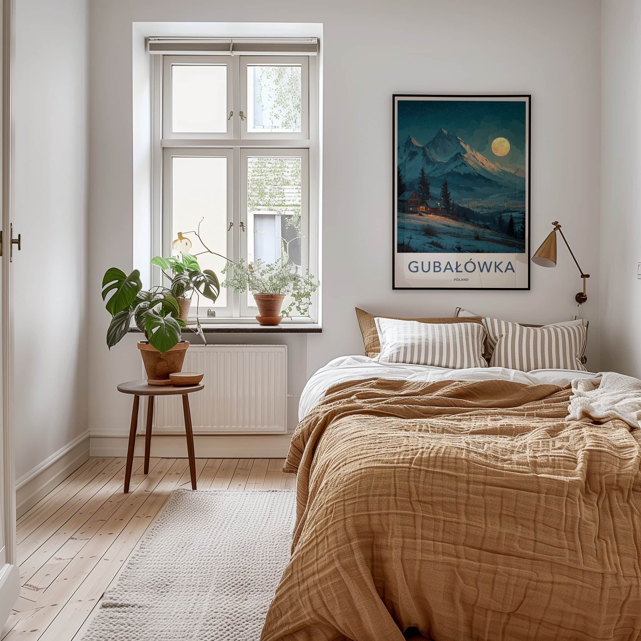 Gubalowka Poster - Poland Travel Art - Moonlit Snowy Village Home Decor