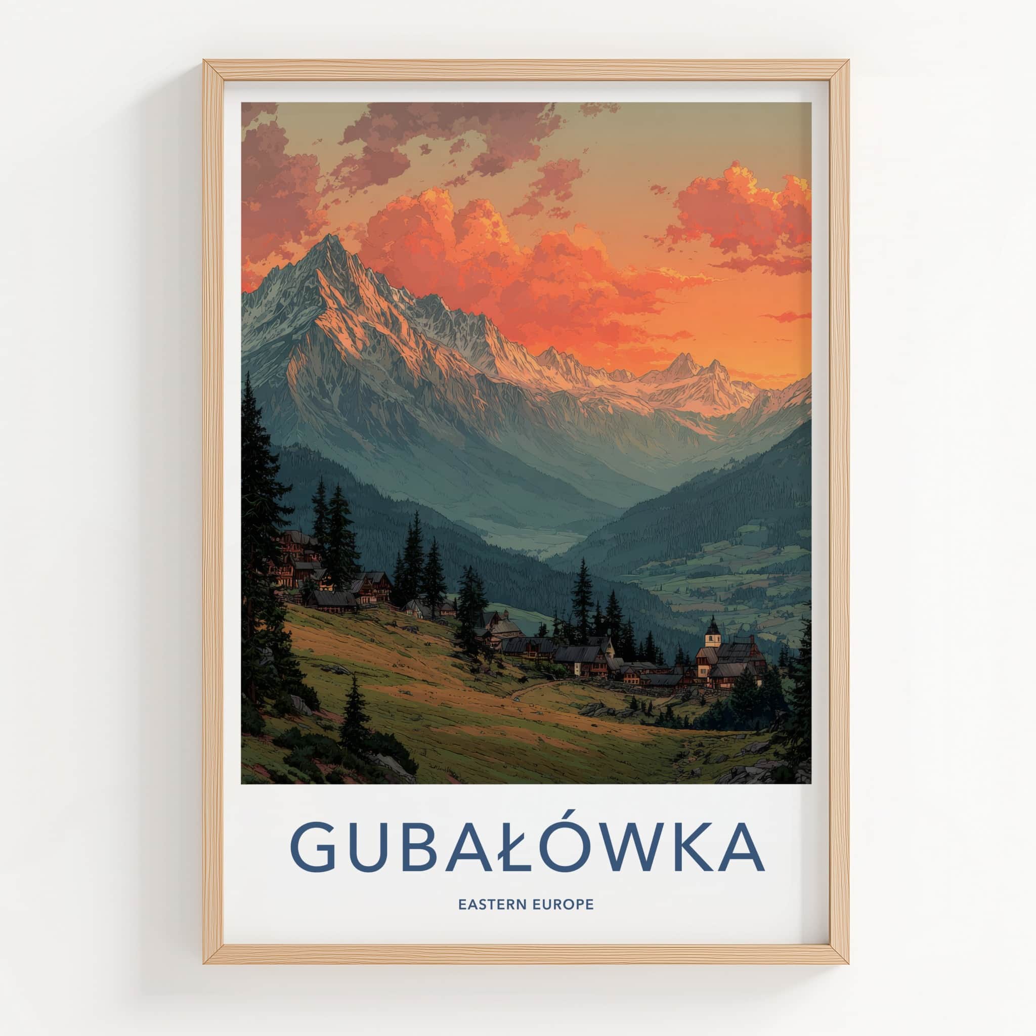 Gubalowka Poster - Poland Travel Art - Mountain Village Sunset Home Decor