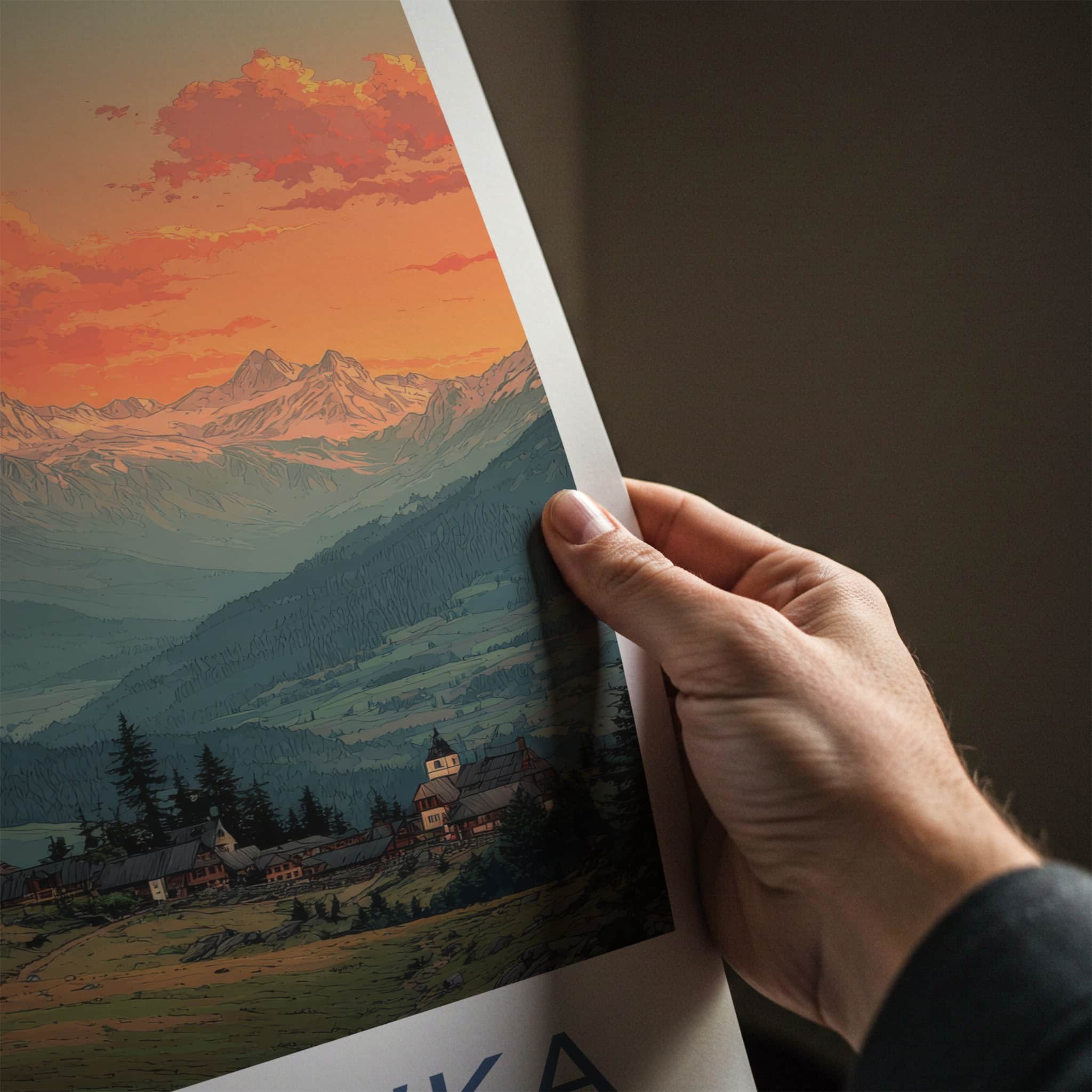 Gubalowka Poster - Poland Travel Art - Mountain Village Sunset Home Decor
