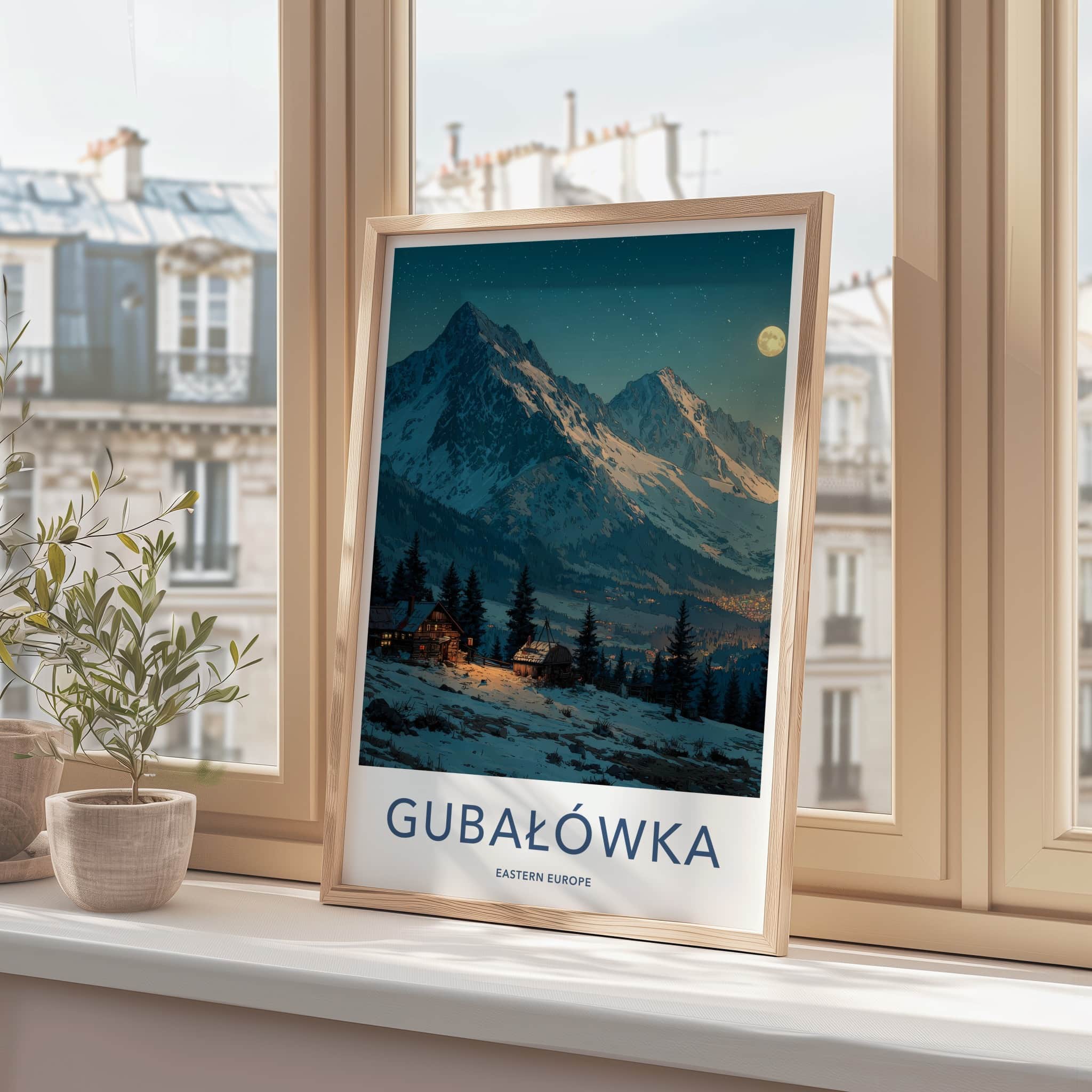 Gubalowka Poster - Poland Travel Art - Snowy Mountain Night Home Decor