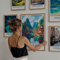 Guilin Poster - China Travel Art - Lanterns River Town Home Decor