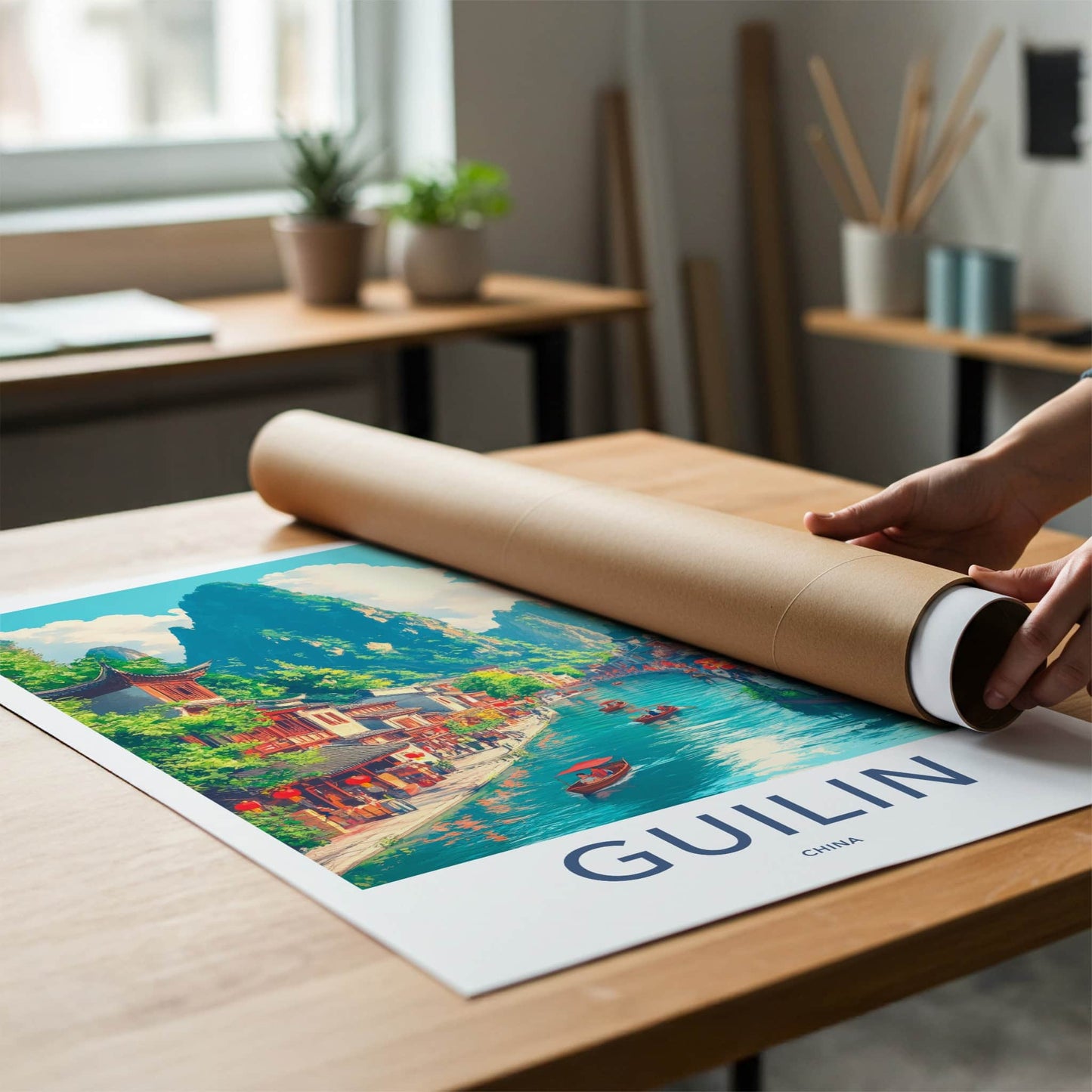 Guilin Poster - China Travel Art - Scenic River Landscape Home Decor