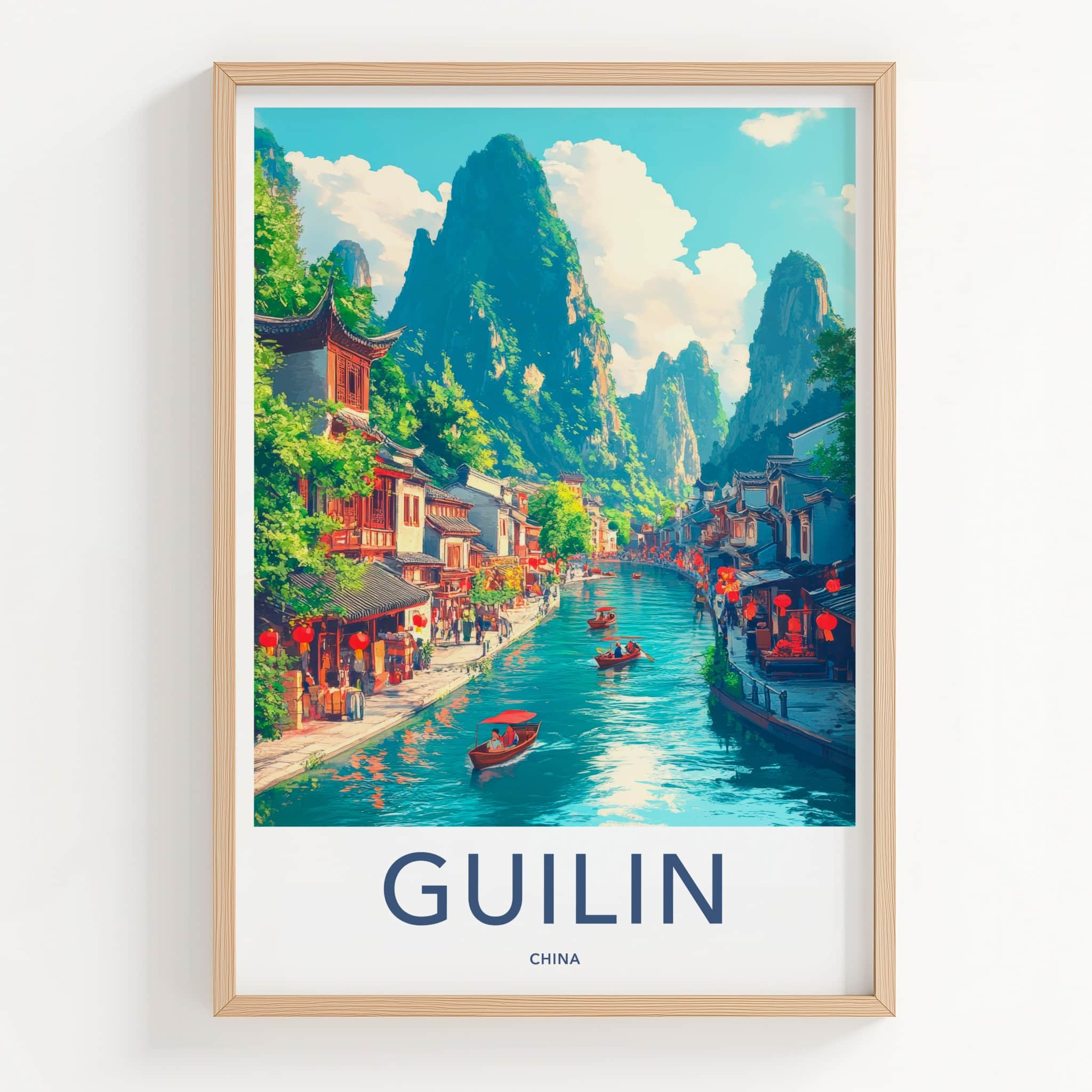 Guilin Poster - China Travel Art - Scenic River Landscape Home Decor