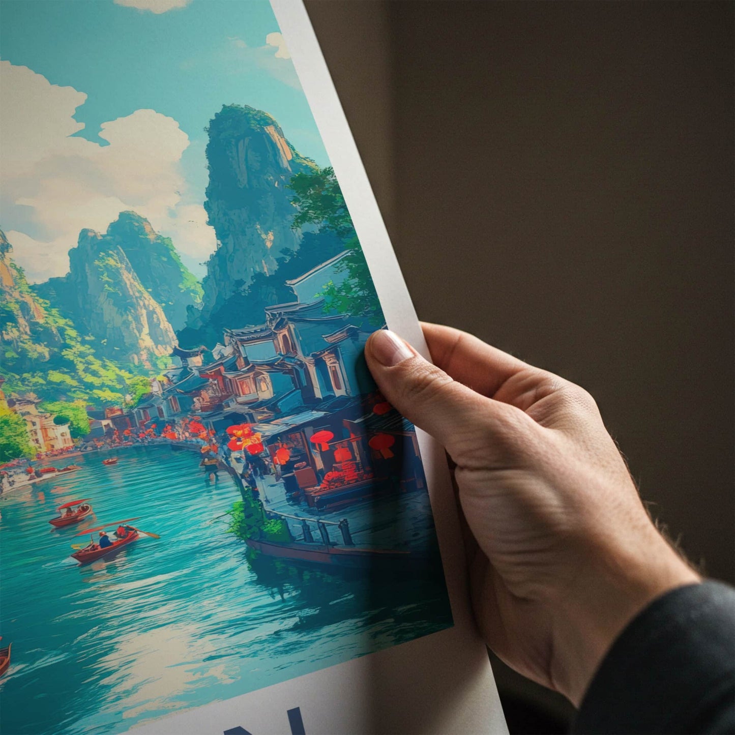 Guilin Poster - China Travel Art - Scenic River Landscape Home Decor
