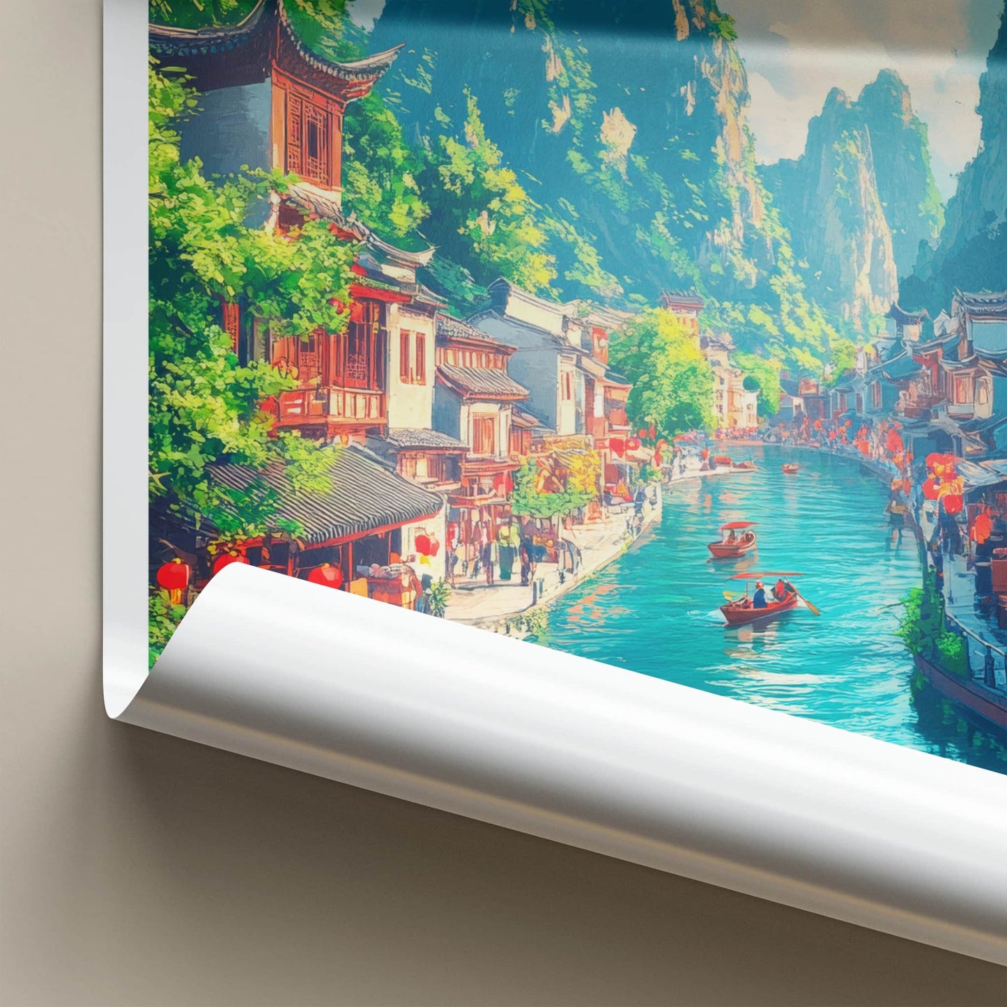 Guilin Poster - China Travel Art - Scenic River Landscape Home Decor