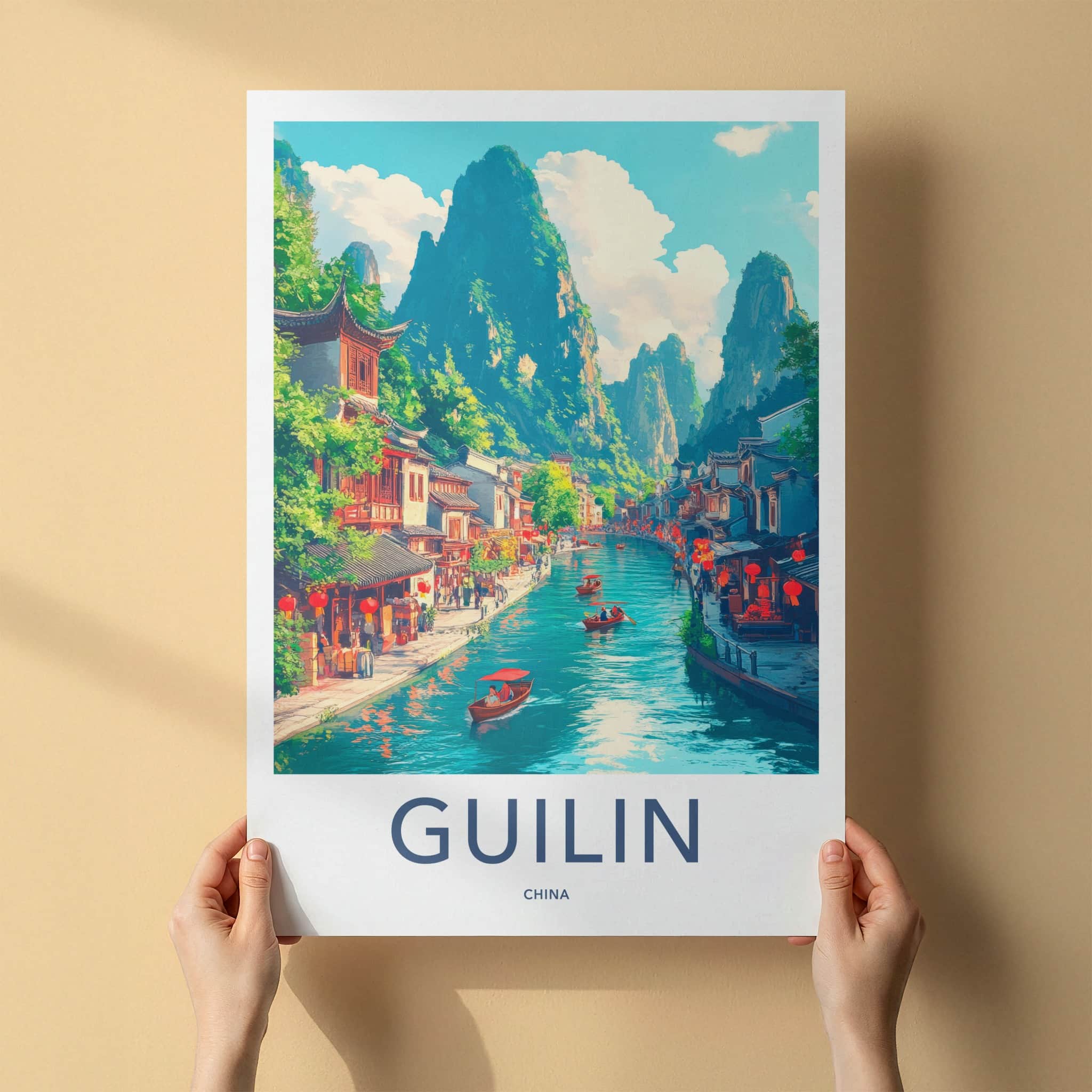 Guilin Poster - China Travel Art - Scenic River Landscape Home Decor
