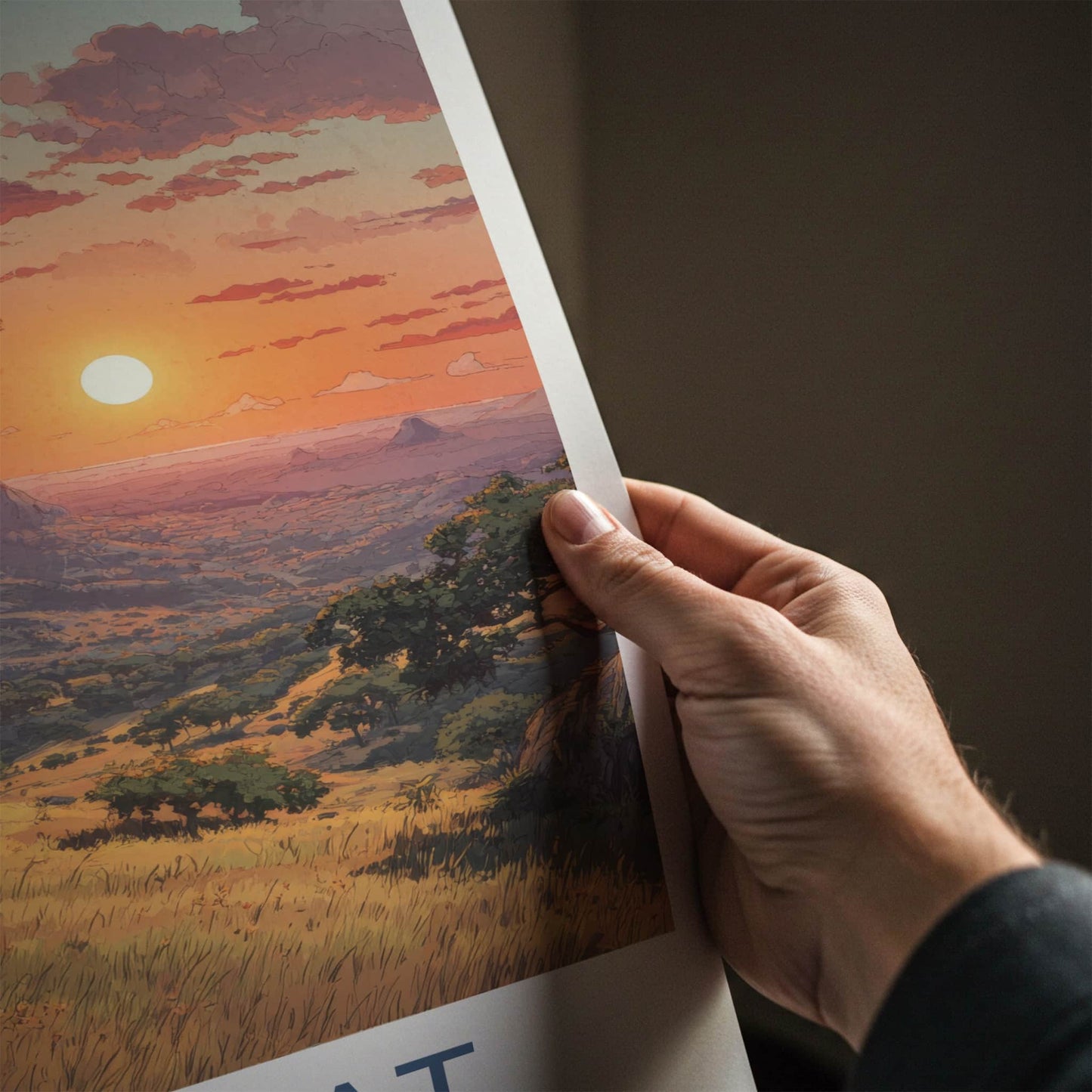 Gujarat Poster - India Golden Sunset Hills Wall Decor